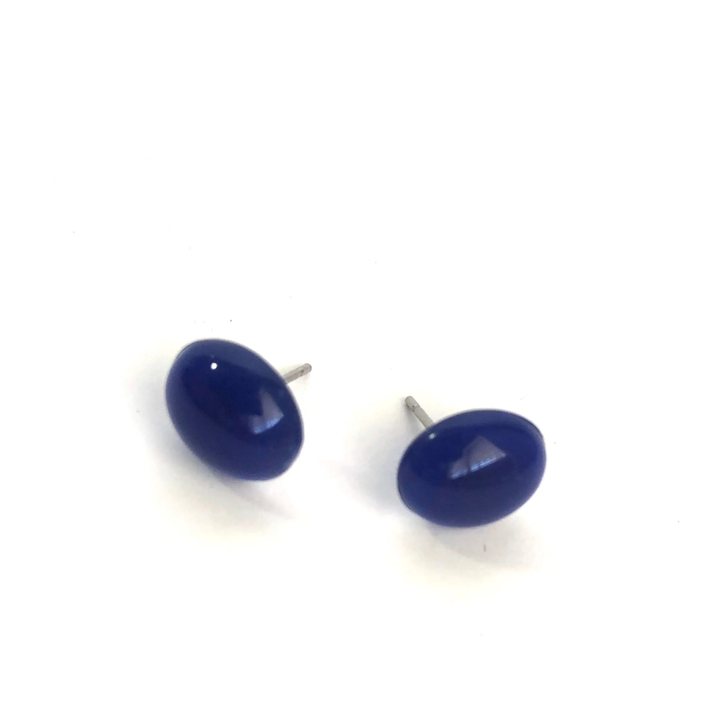 Midnight Blue Oval Stud Earrings