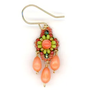 MIGUEL ASES  PINK CORAL MINI TEARDROP  EARRING