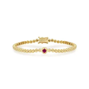 Mini Bezel Tennis Bracelet With Illusion Set Ruby Center