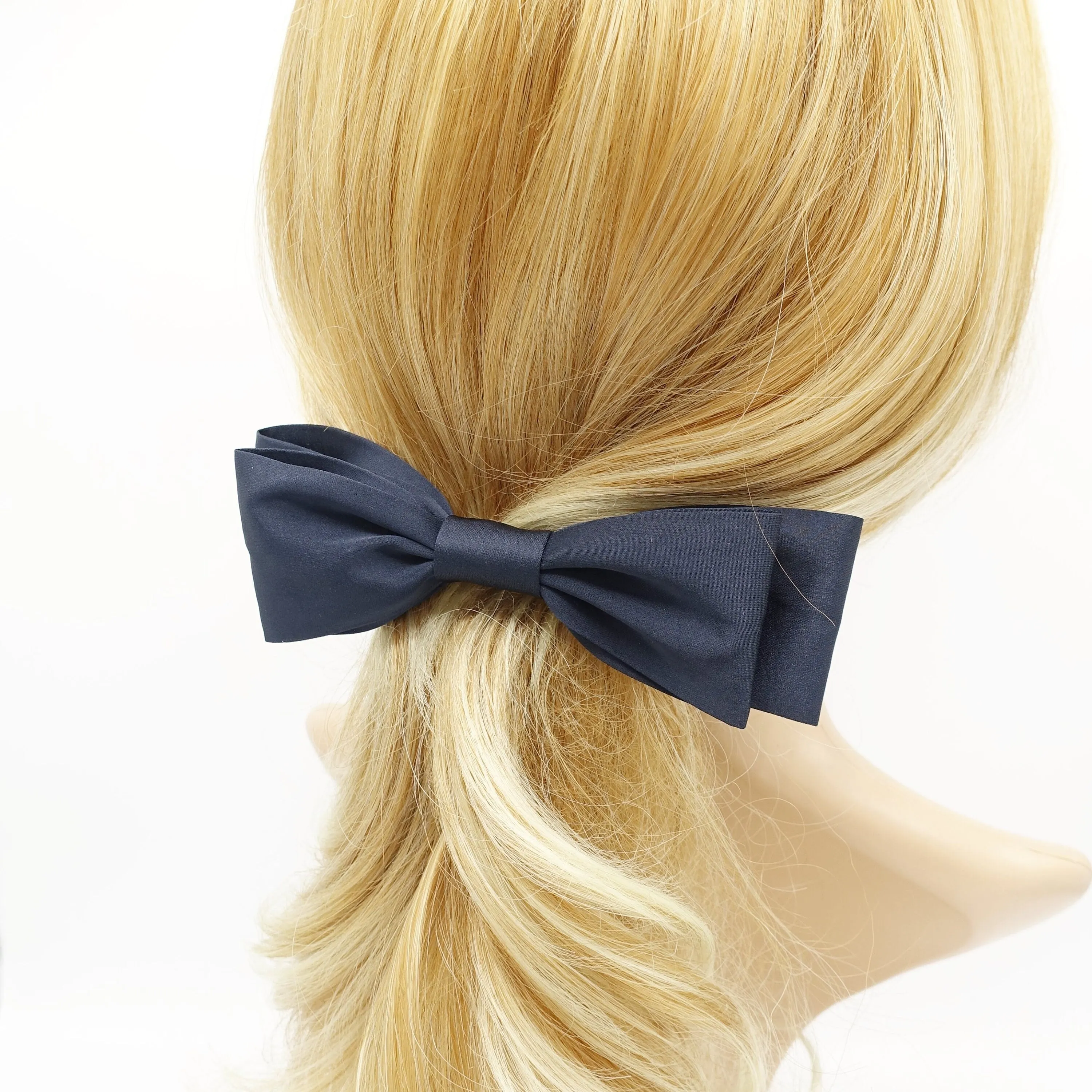 narrow hair bow layered Autumn hair bow barrette for women