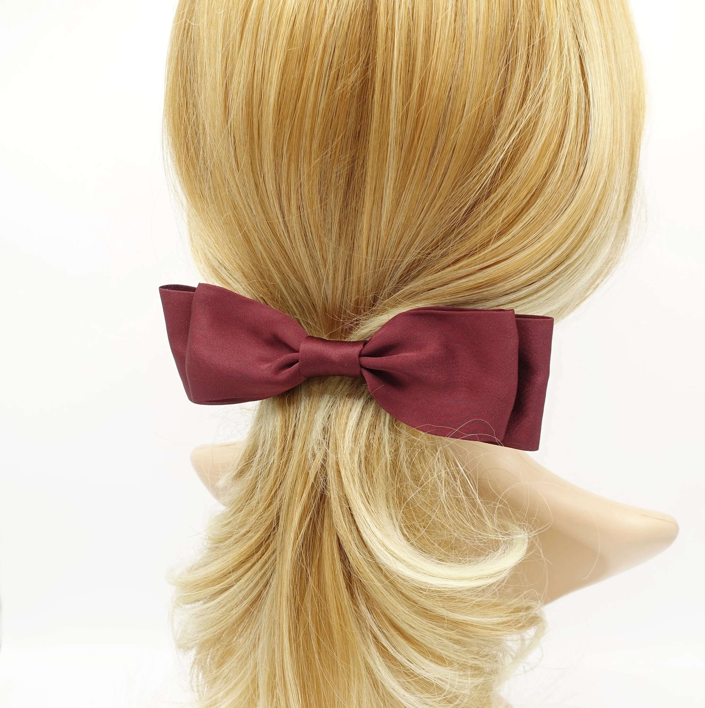 narrow hair bow layered Autumn hair bow barrette for women