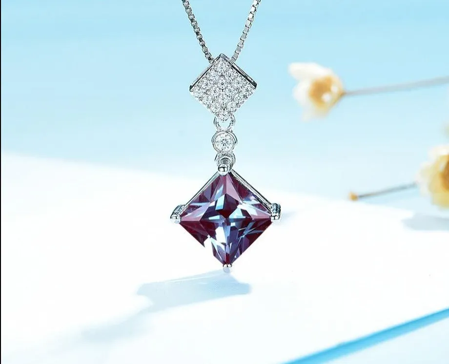 Natural Alexandrite Gemstone Pendant Necklace