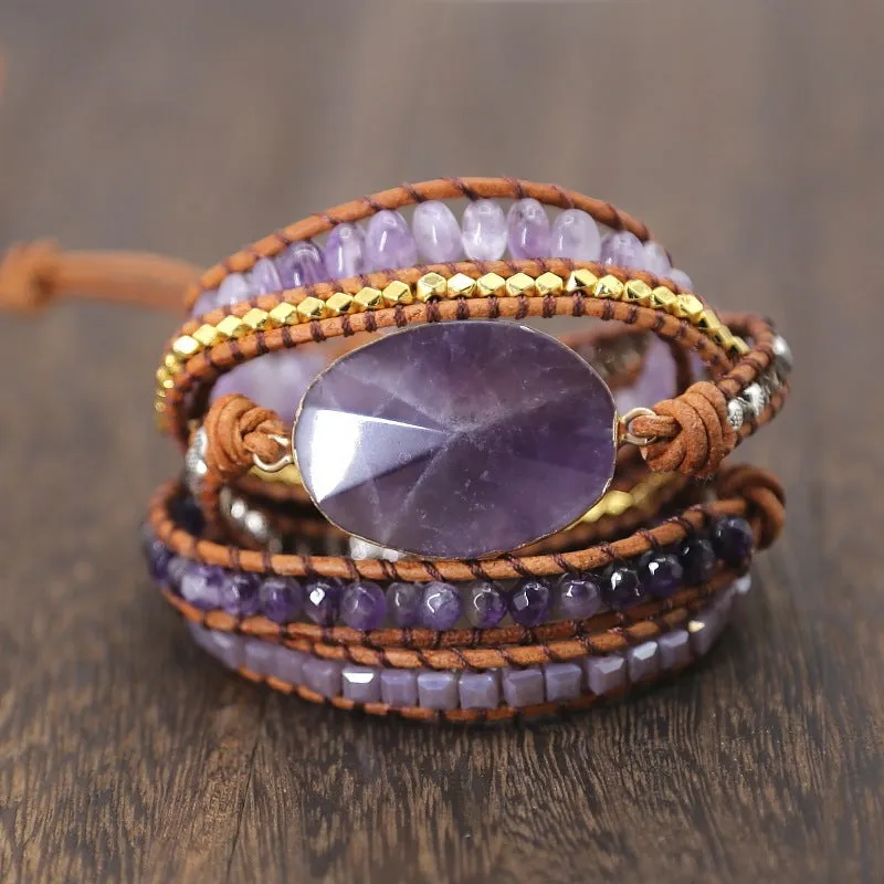 Natural Amethyst Bracelet Beaded Bracelet