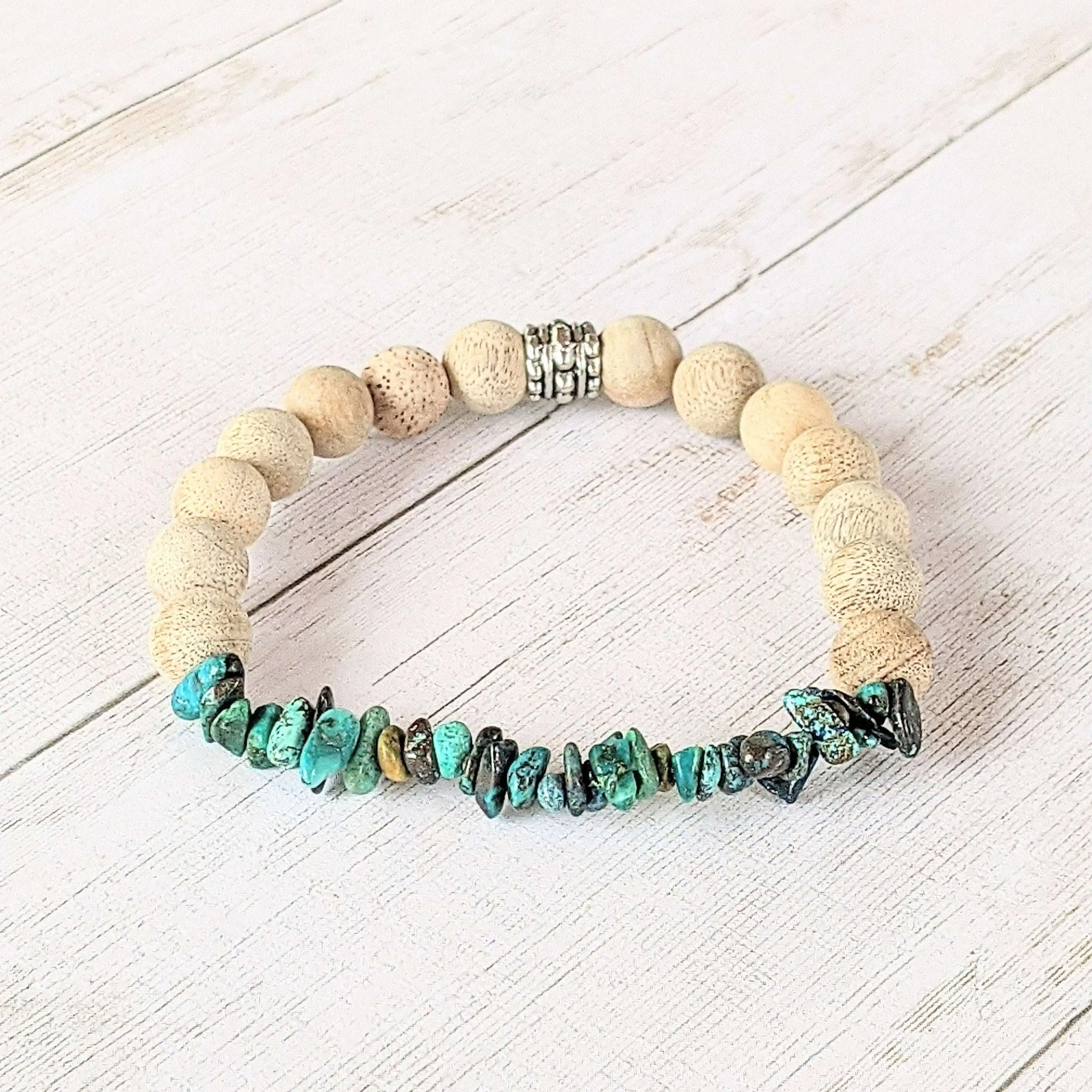 Natural Chrysocolla Gemstone Chip Diffuser Bracelet- Inner Balance Bracelet