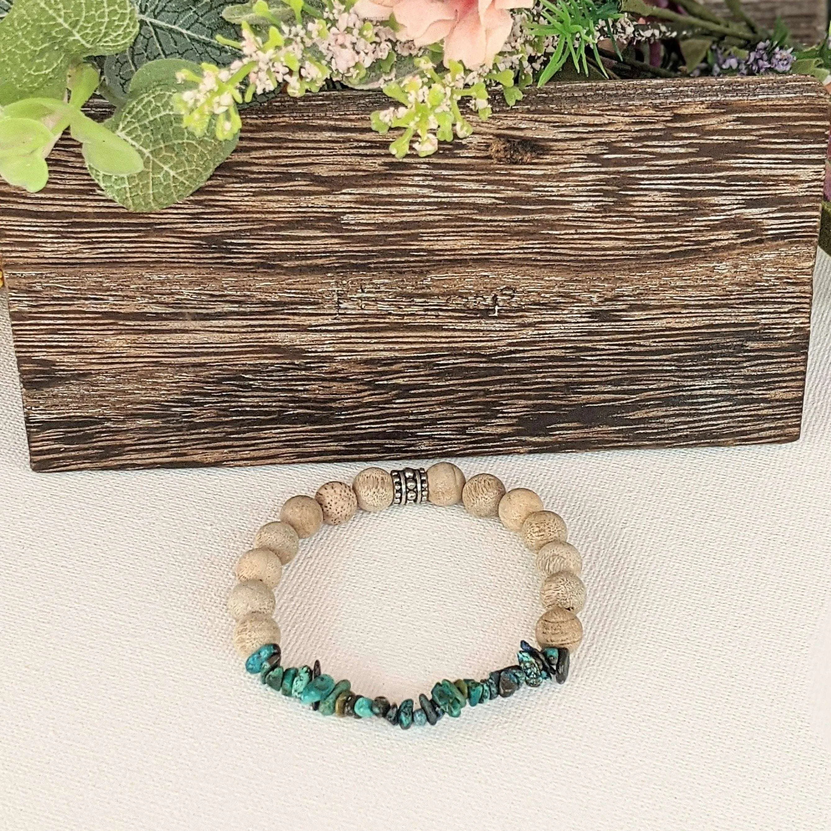 Natural Chrysocolla Gemstone Chip Diffuser Bracelet- Inner Balance Bracelet