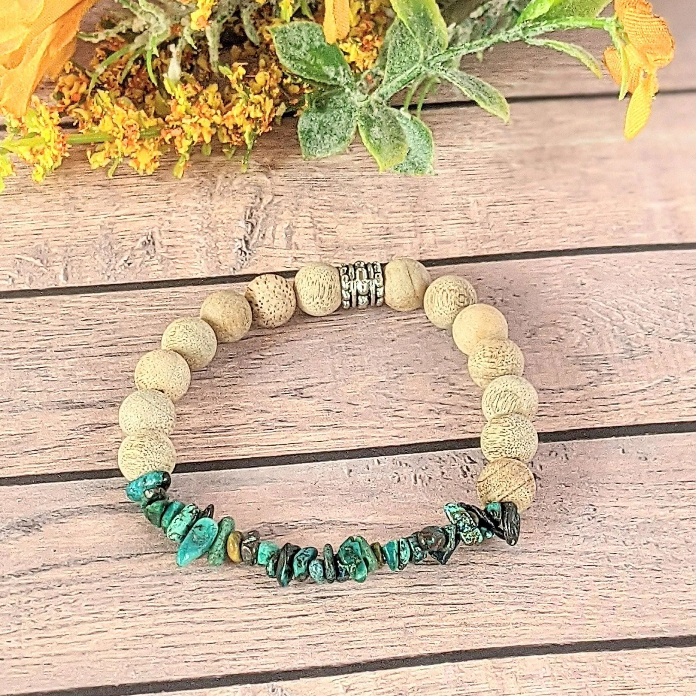 Natural Chrysocolla Gemstone Chip Diffuser Bracelet- Inner Balance Bracelet