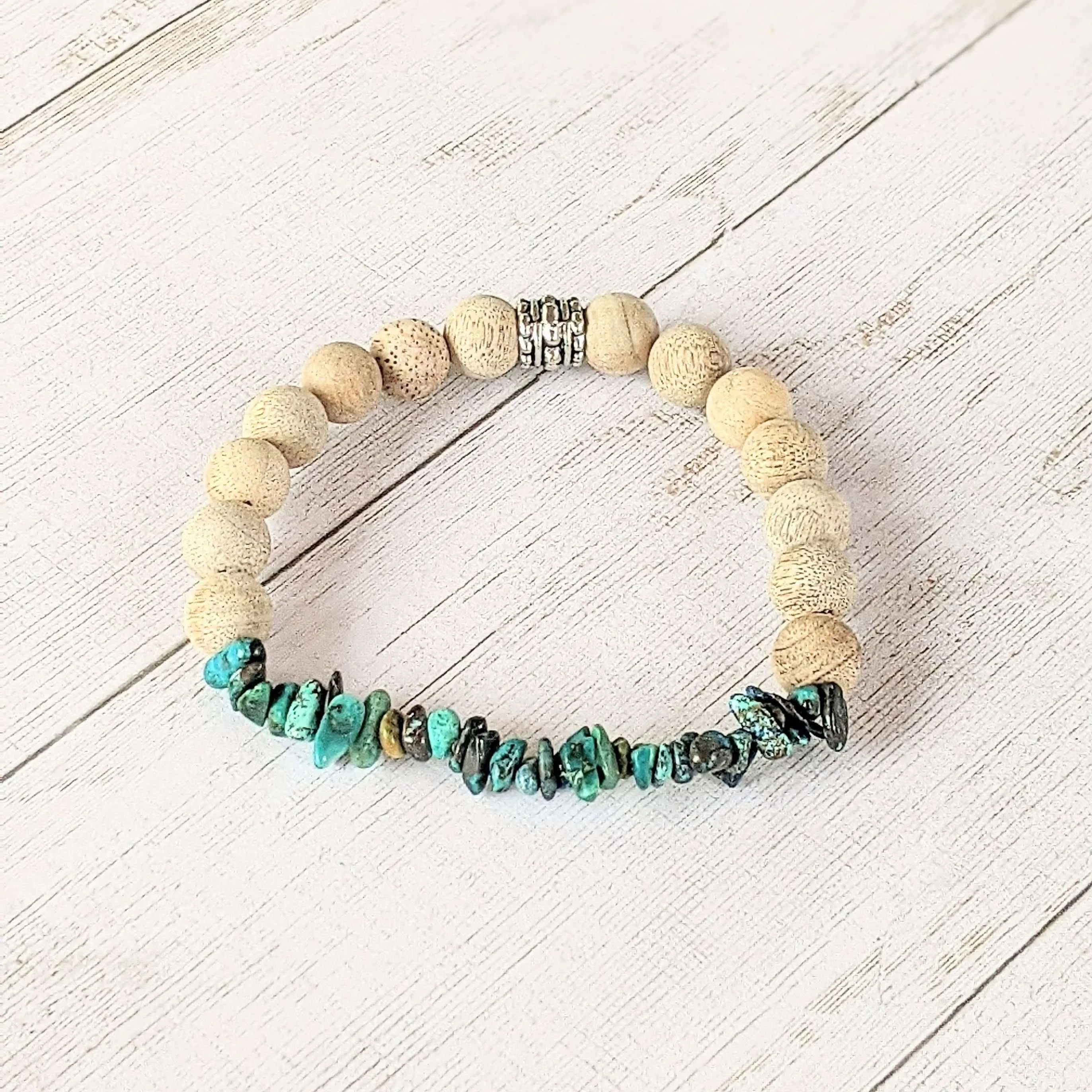 Natural Chrysocolla Gemstone Chip Diffuser Bracelet- Inner Balance Bracelet