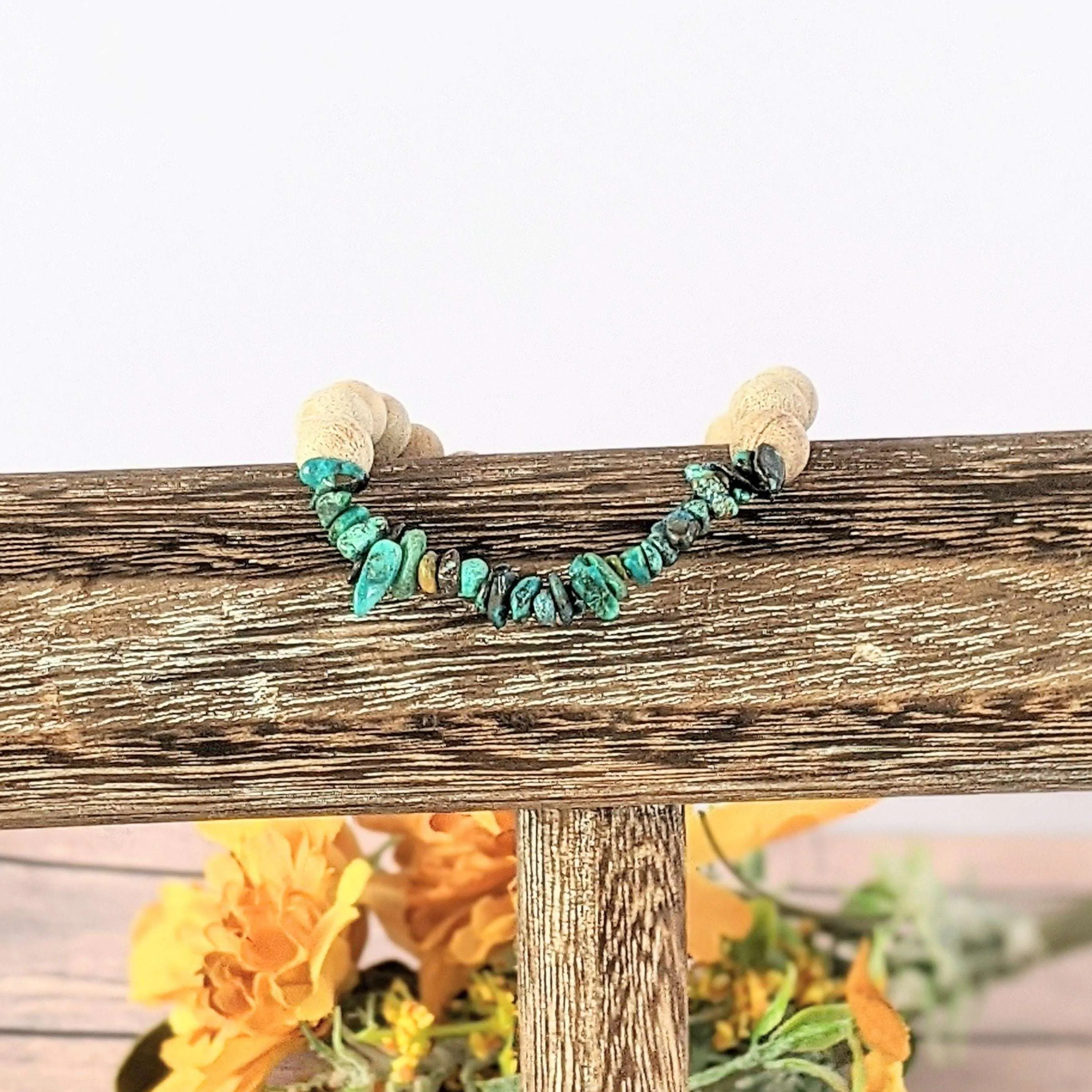 Natural Chrysocolla Gemstone Chip Diffuser Bracelet- Inner Balance Bracelet