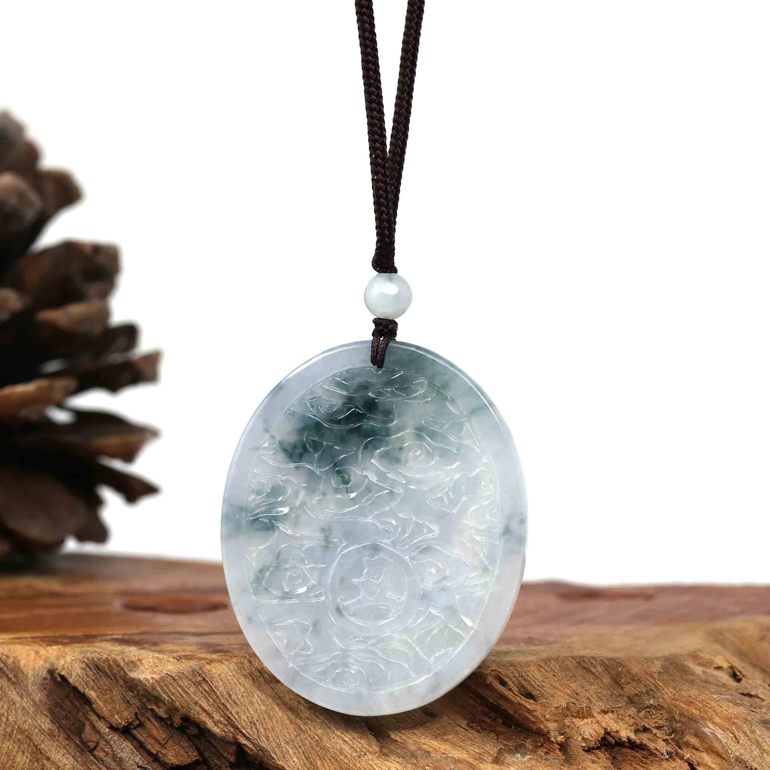 Natural Ice Blue-green Jadeite Jade " Bull " Zodiac Pendant Necklace For Men