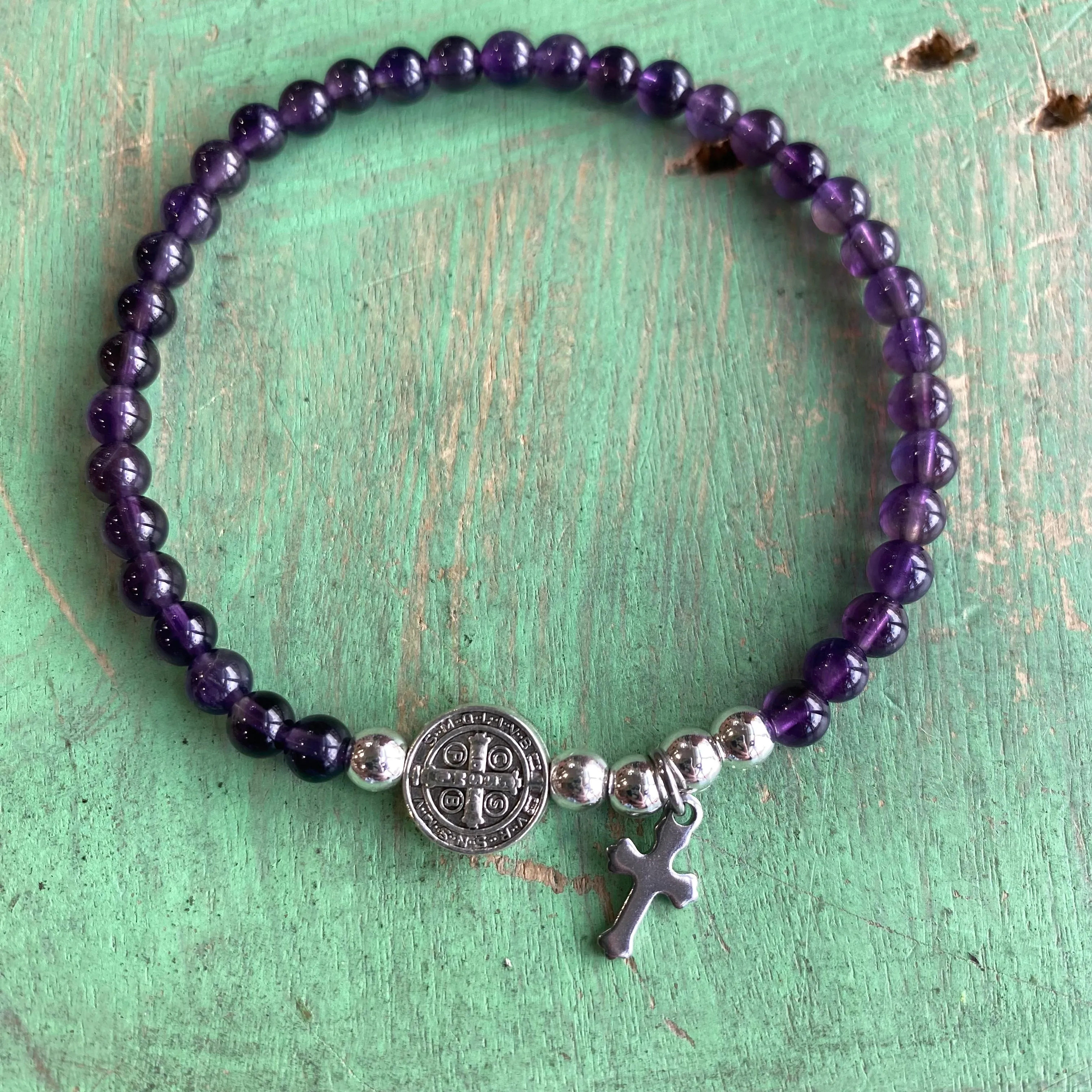 Natural Stone St Benedict Mini Bead Bracelets