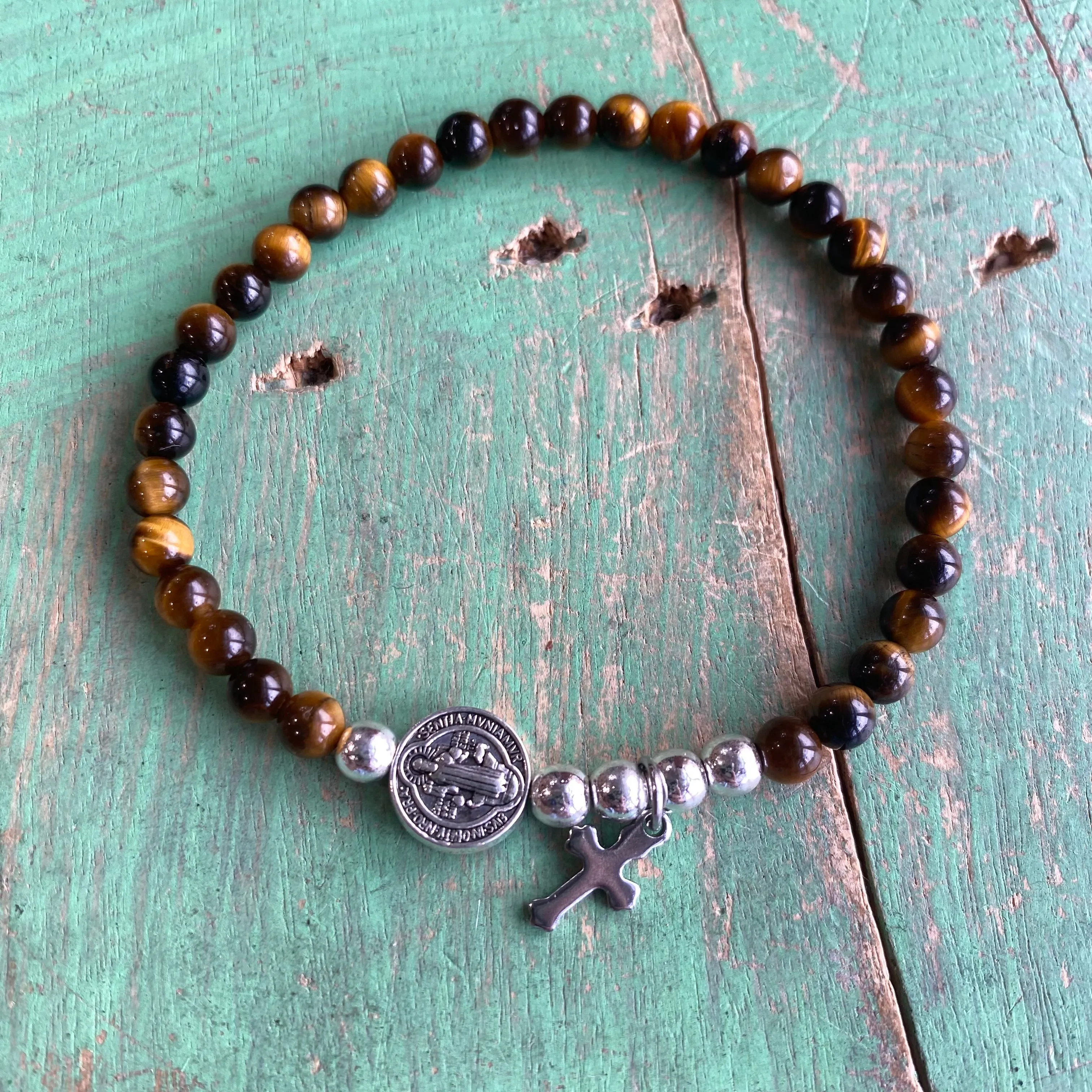 Natural Stone St Benedict Mini Bead Bracelets