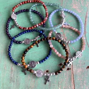 Natural Stone St Benedict Mini Bead Bracelets