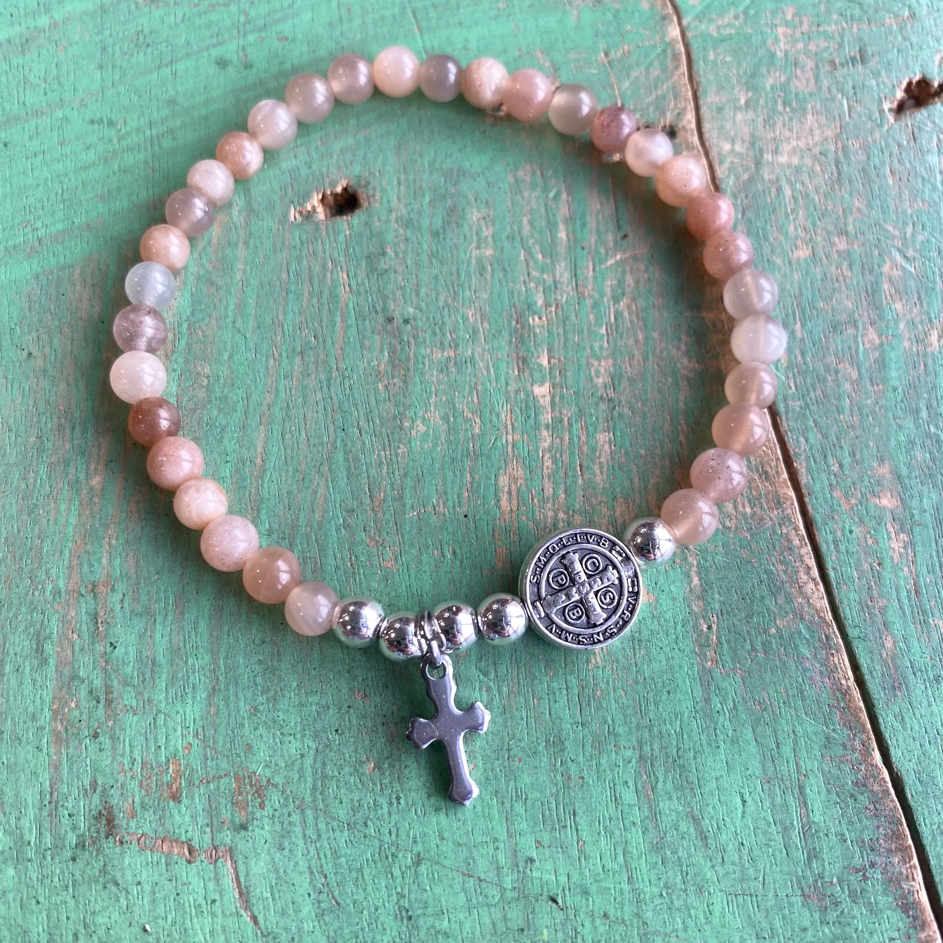 Natural Stone St Benedict Mini Bead Bracelets