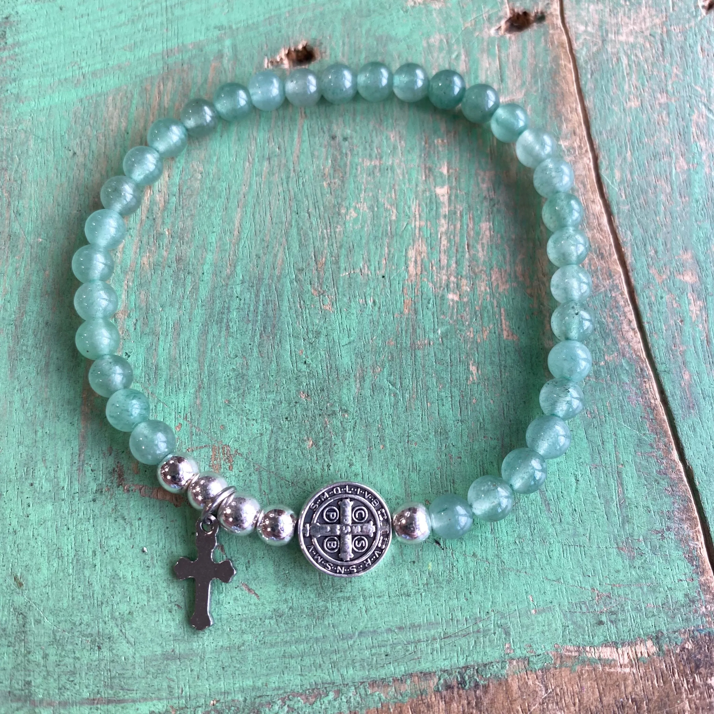 Natural Stone St Benedict Mini Bead Bracelets