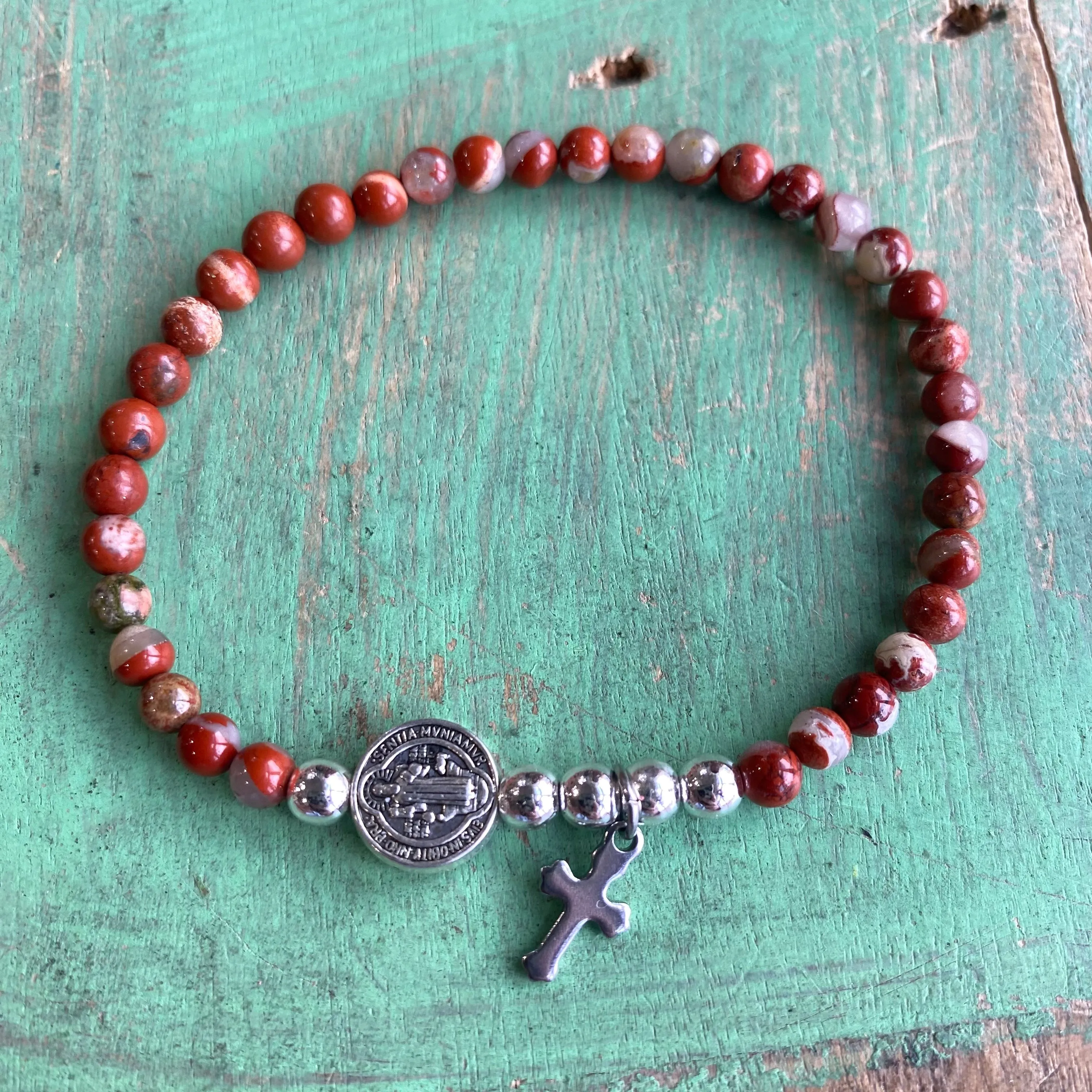 Natural Stone St Benedict Mini Bead Bracelets