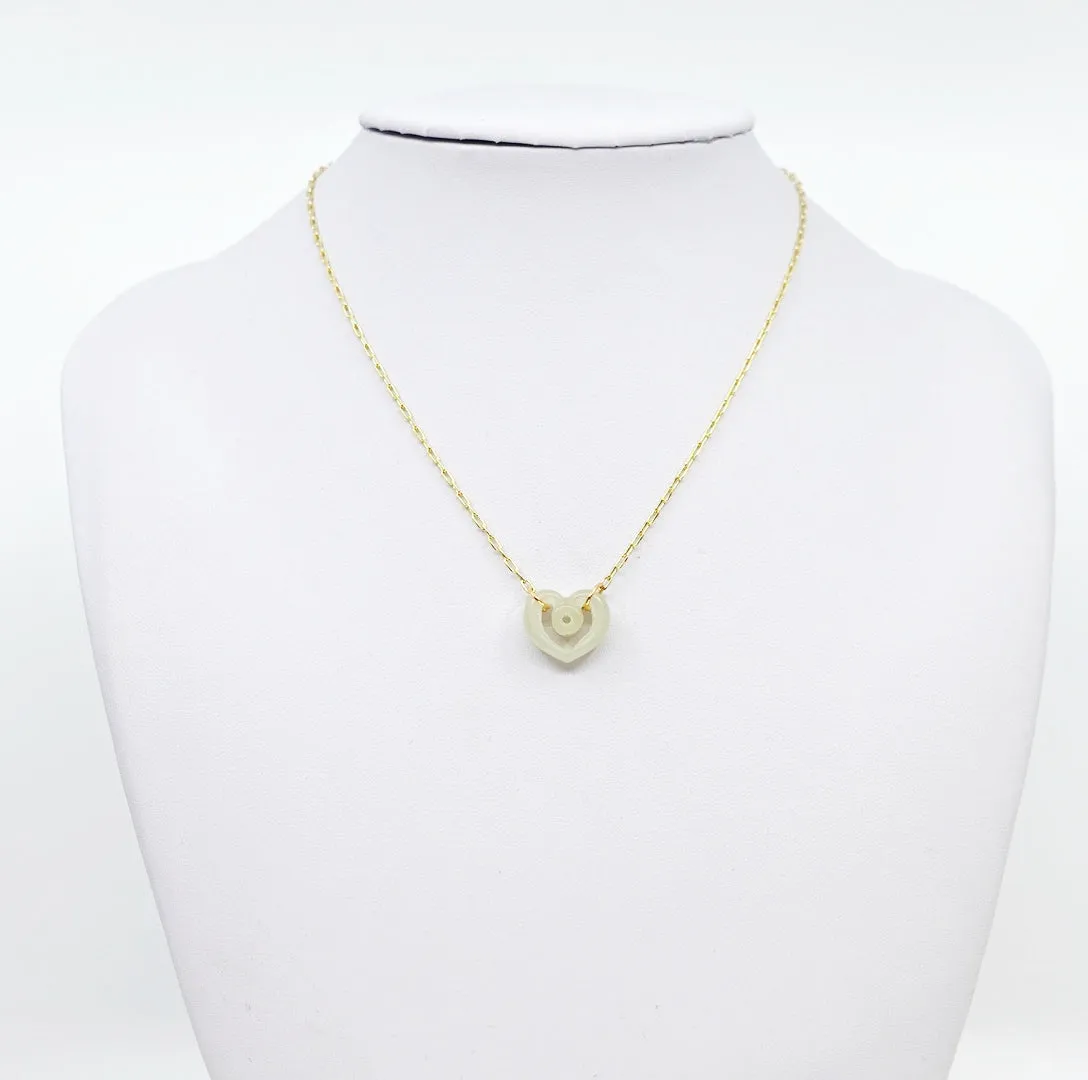 Nephrite Hetian Jade Heart Floating Necklace