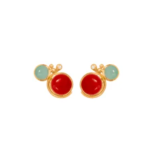 Ole Lynggaard Lotus Earrings with aquamarine, coral and diamonds