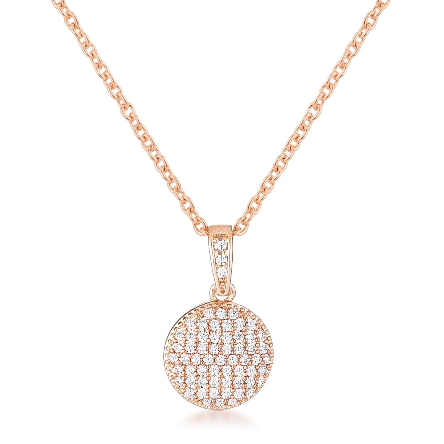 Olva Elegant Rose Gold CZ Disk Pendant