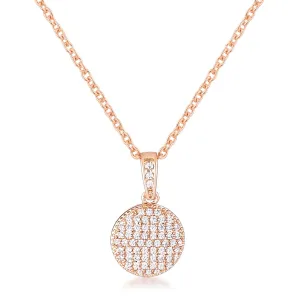 Olva Elegant Rose Gold CZ Disk Pendant