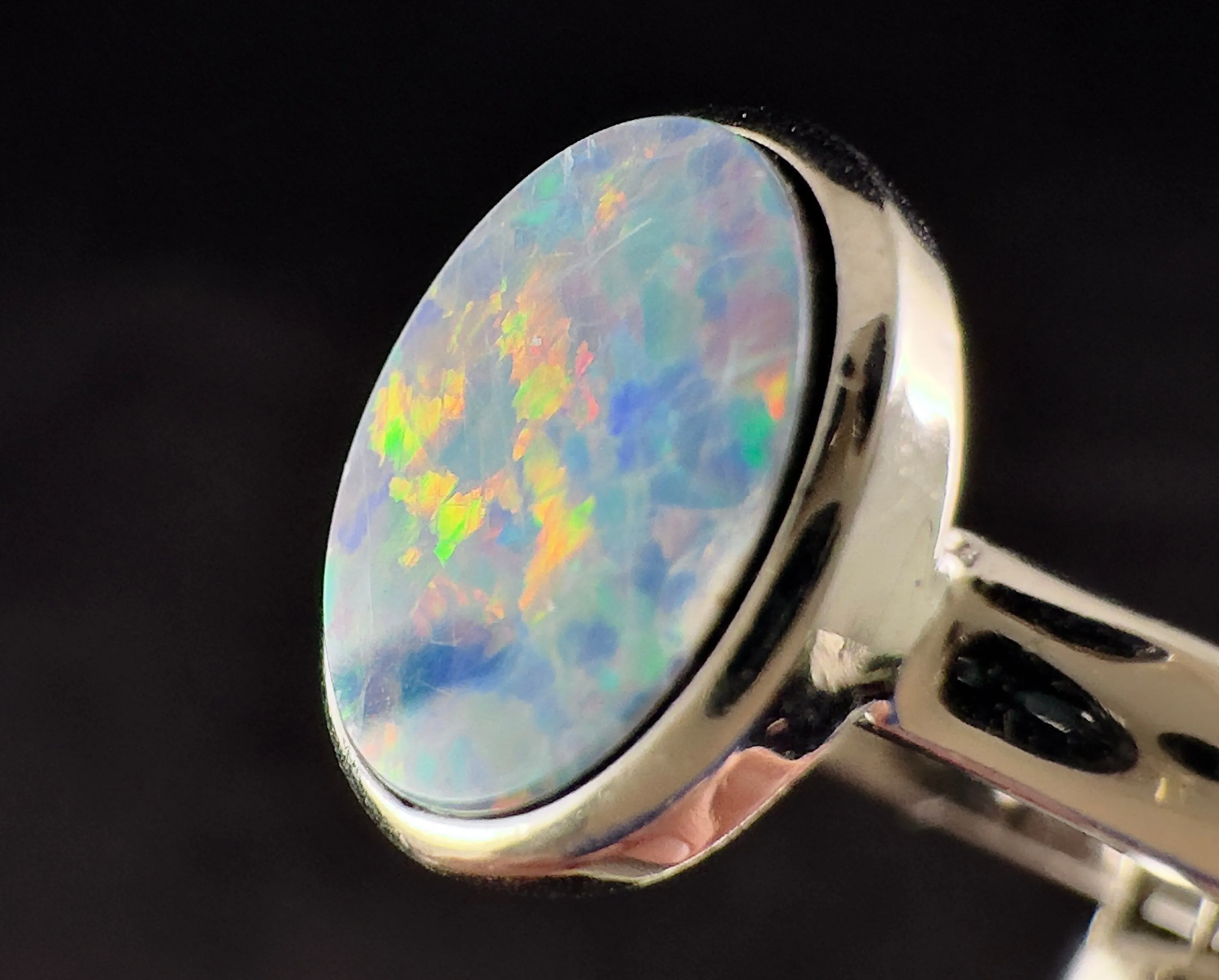 OPAL RING - Sterling Silver, Opal Doublet, Size 8 - Opal Rings for Women, Bridal Jewelry, Australian Opal, 54333