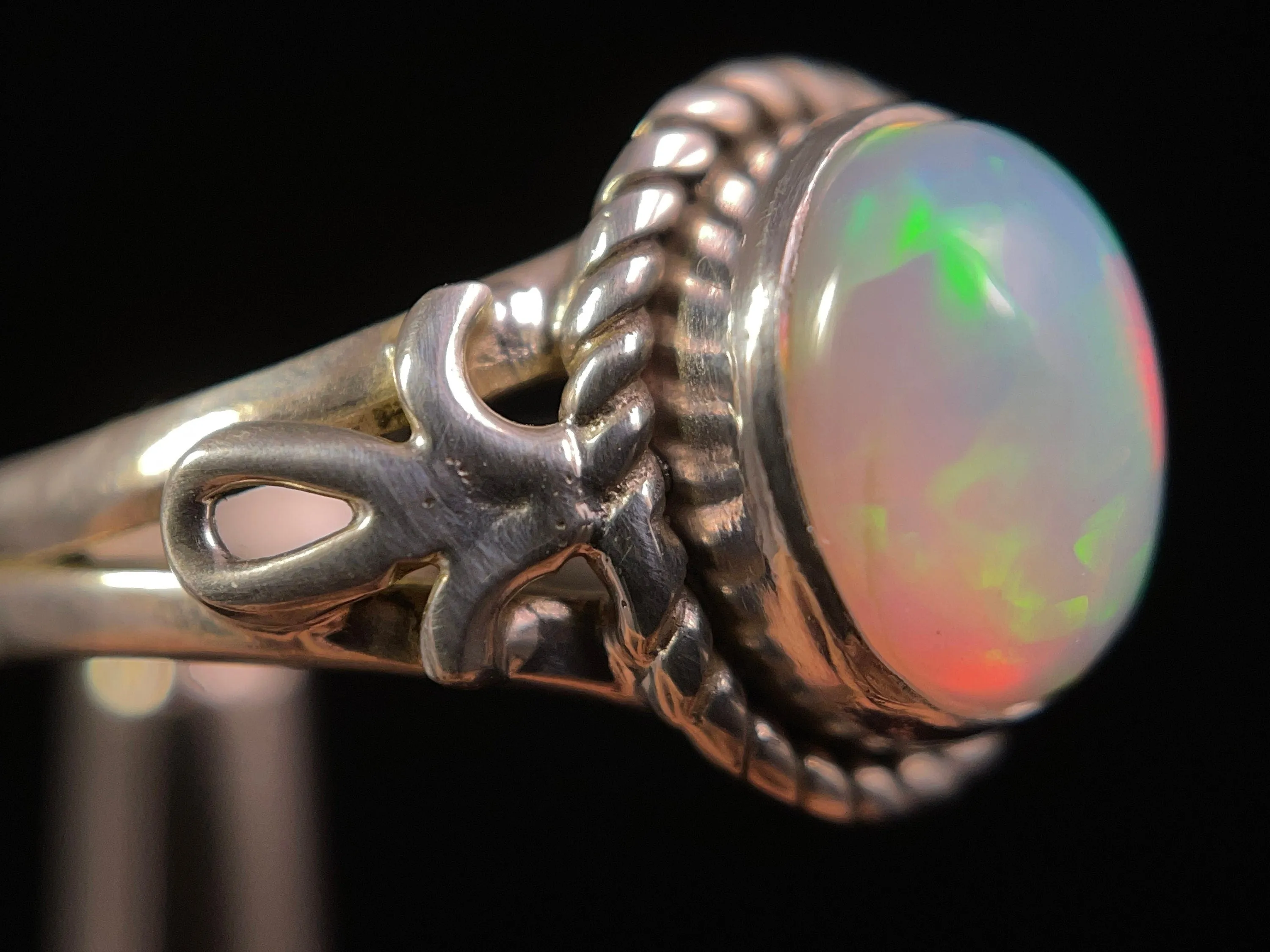 OPAL RING - Sterling Silver, Size 6.5 - Ethiopian Opal Rings for Women, Bridal Jewelry, Welo Opal, 49215