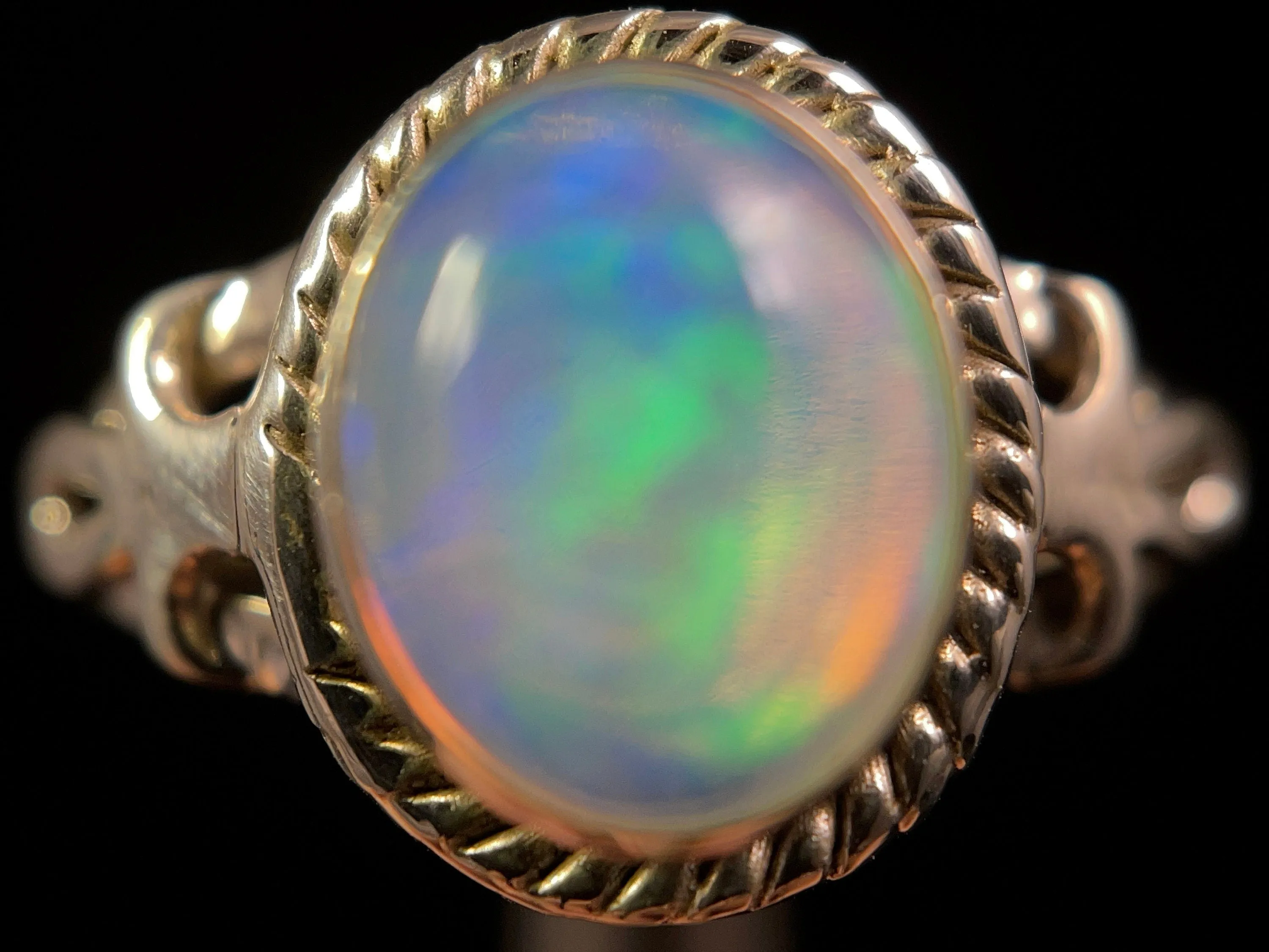 OPAL RING - Sterling Silver, Size 8 - Ethiopian Opal Rings for Women, Bridal Jewelry, Welo Opal, 49194