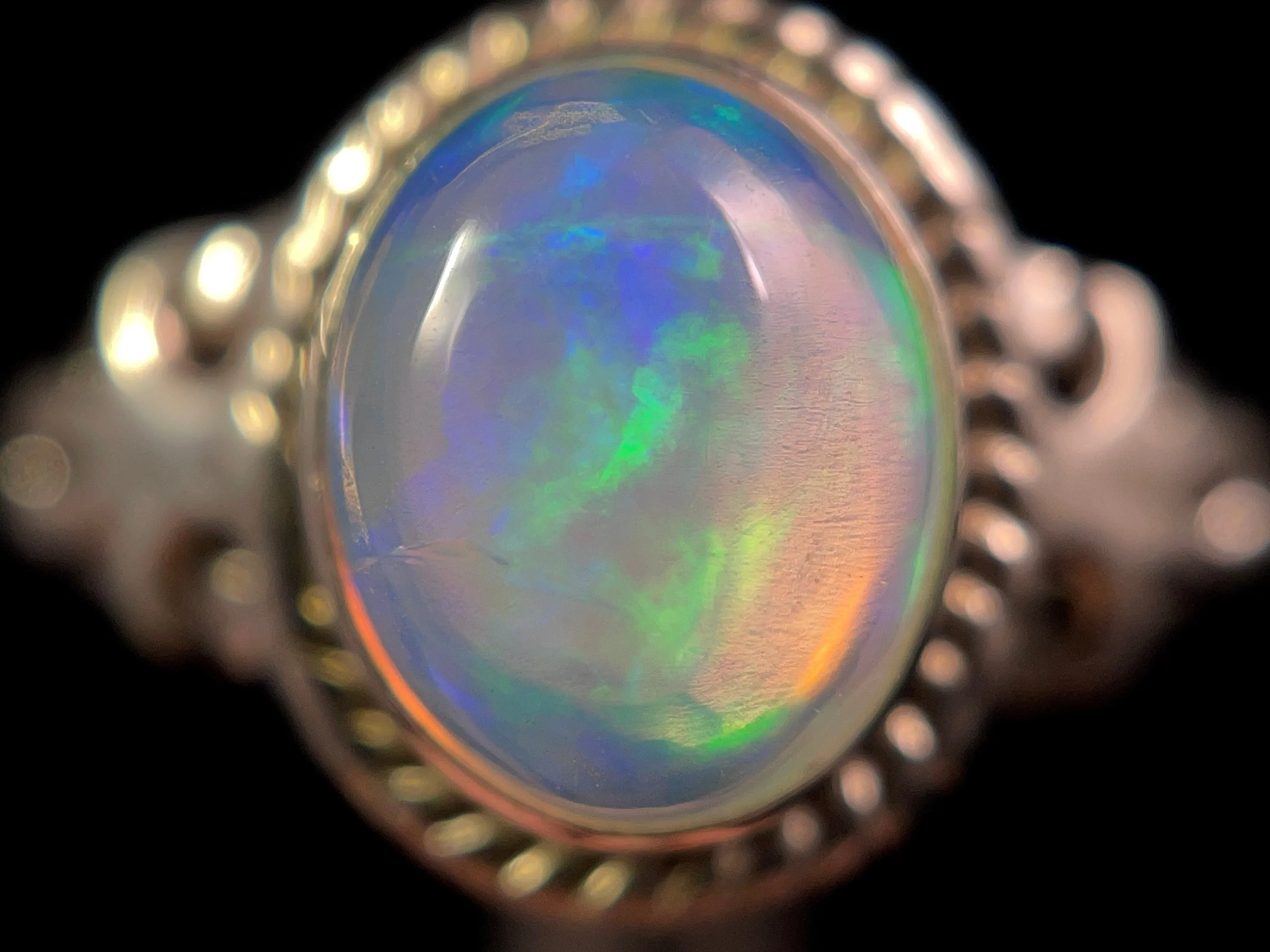 OPAL RING - Sterling Silver, Size 8 - Ethiopian Opal Rings for Women, Bridal Jewelry, Welo Opal, 49194