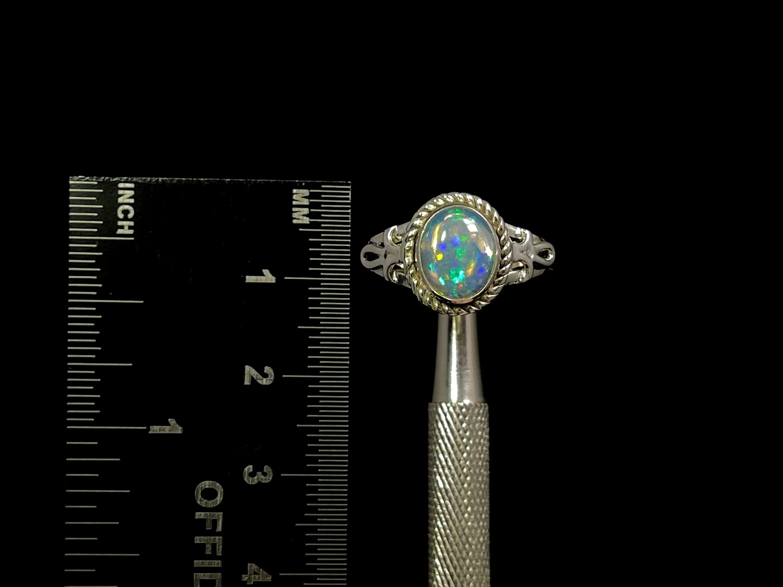 OPAL RING - Sterling Silver, Size 9.5 - Ethiopian Opal Rings for Women, Bridal Jewelry, Welo Opal, 49166