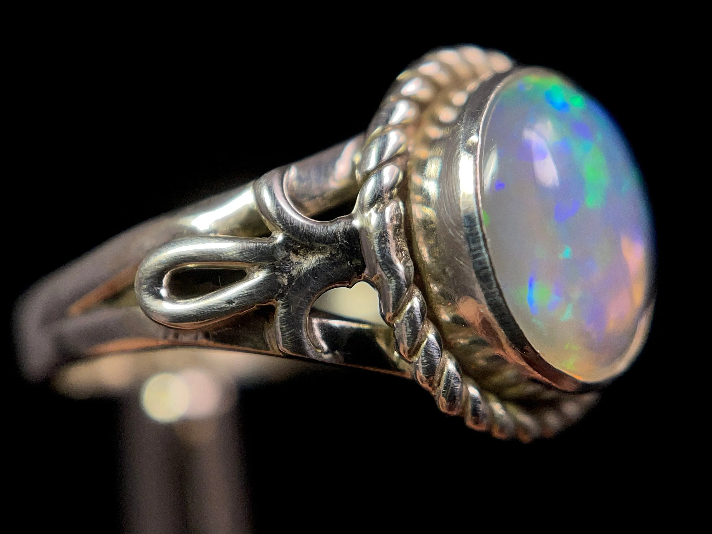 OPAL RING - Sterling Silver, Size 9.5 - Ethiopian Opal Rings for Women, Bridal Jewelry, Welo Opal, 49166