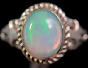 OPAL RING - Sterling Silver, Size 9.5 - Ethiopian Opal Rings for Women, Bridal Jewelry, Welo Opal, 49168