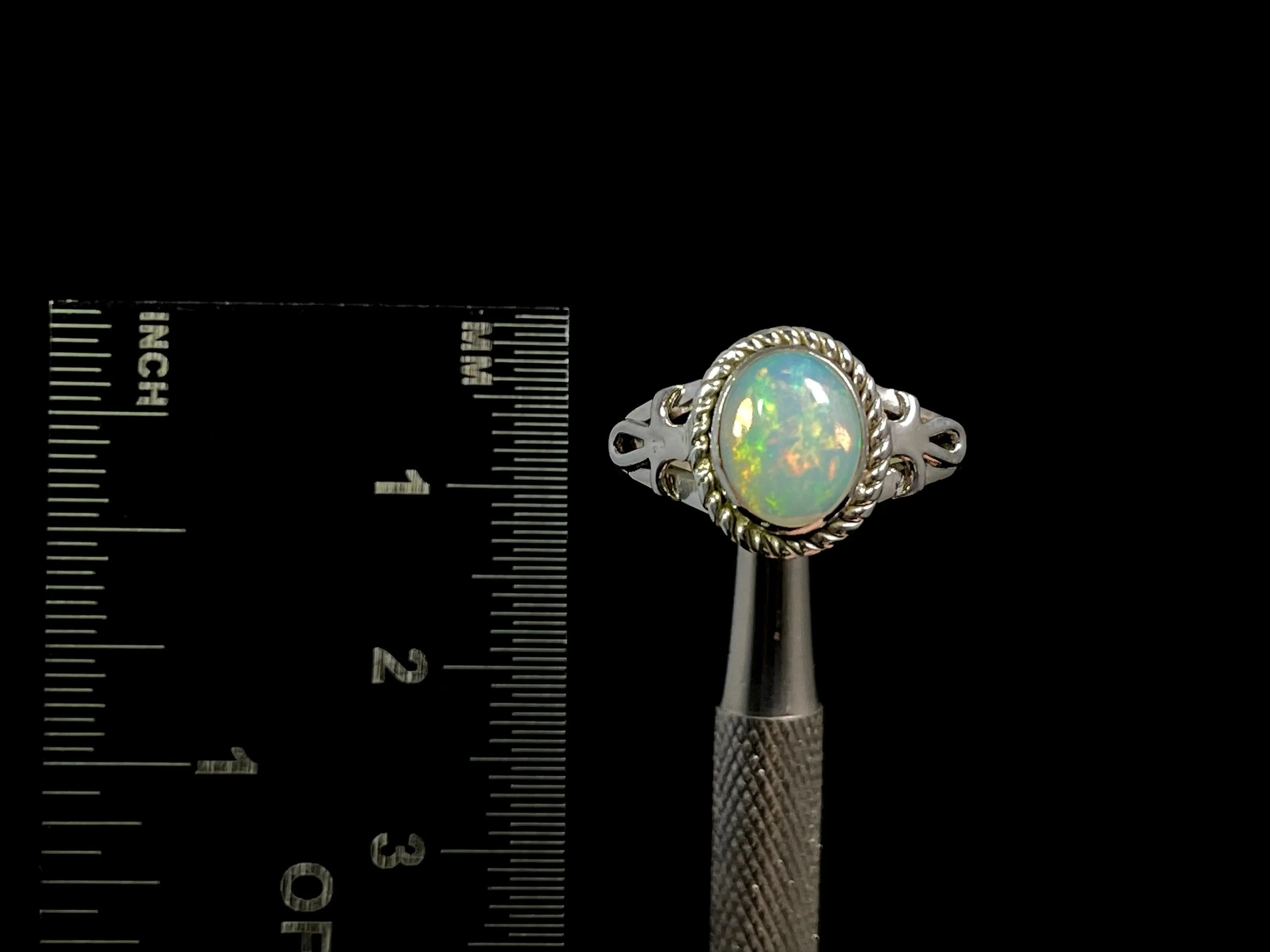 OPAL RING - Sterling Silver, Size 9.5 - Ethiopian Opal Rings for Women, Bridal Jewelry, Welo Opal, 49168