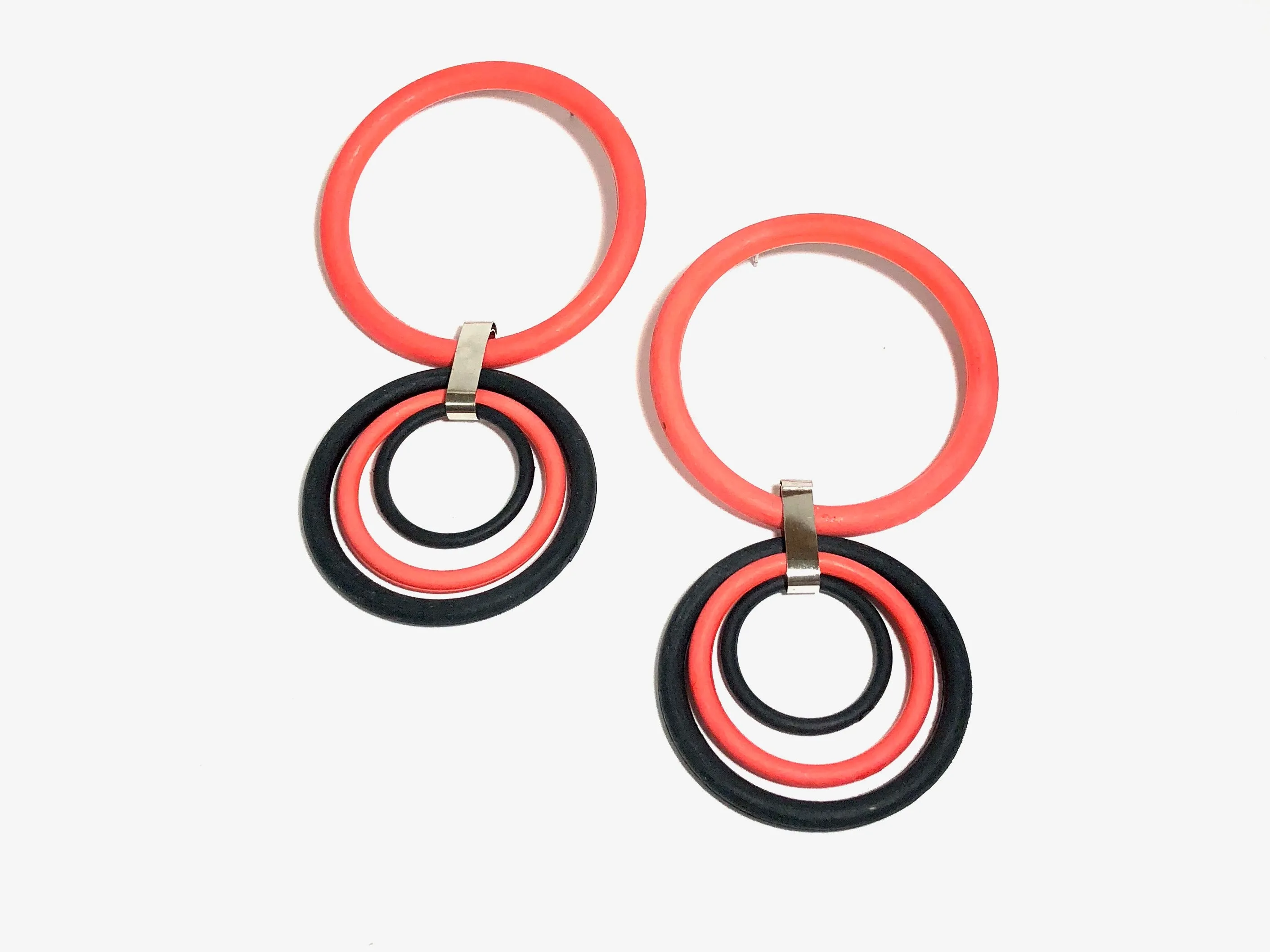 Peach & Black Huge Hoop Drop Earrings | Statement Hoops