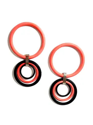 Peach & Black Huge Hoop Drop Earrings | Statement Hoops