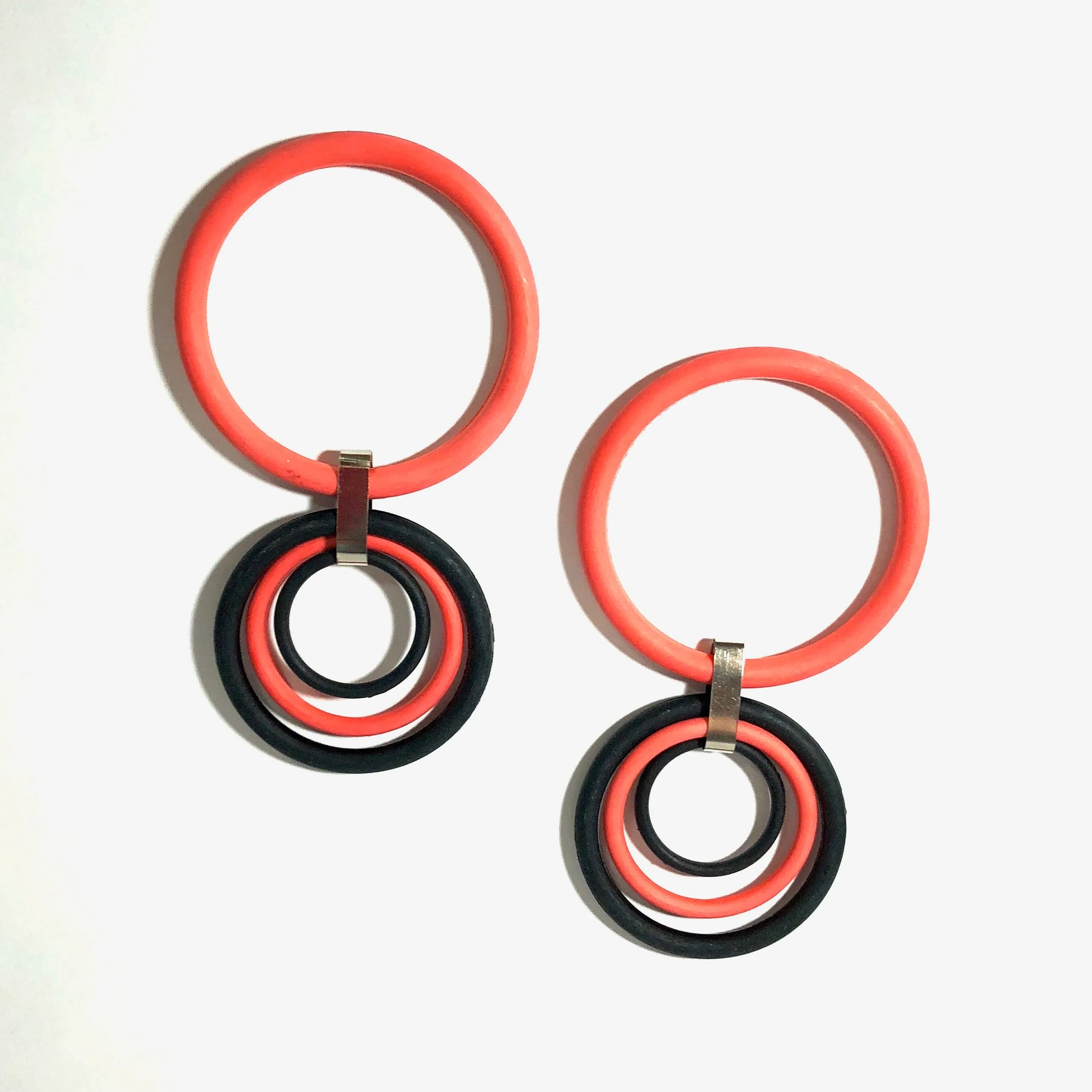 Peach & Black Huge Hoop Drop Earrings | Statement Hoops