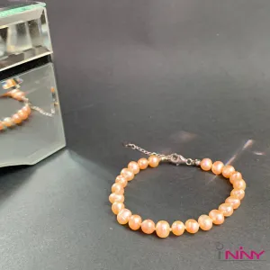 Peach Pearl Knotted Bracelet