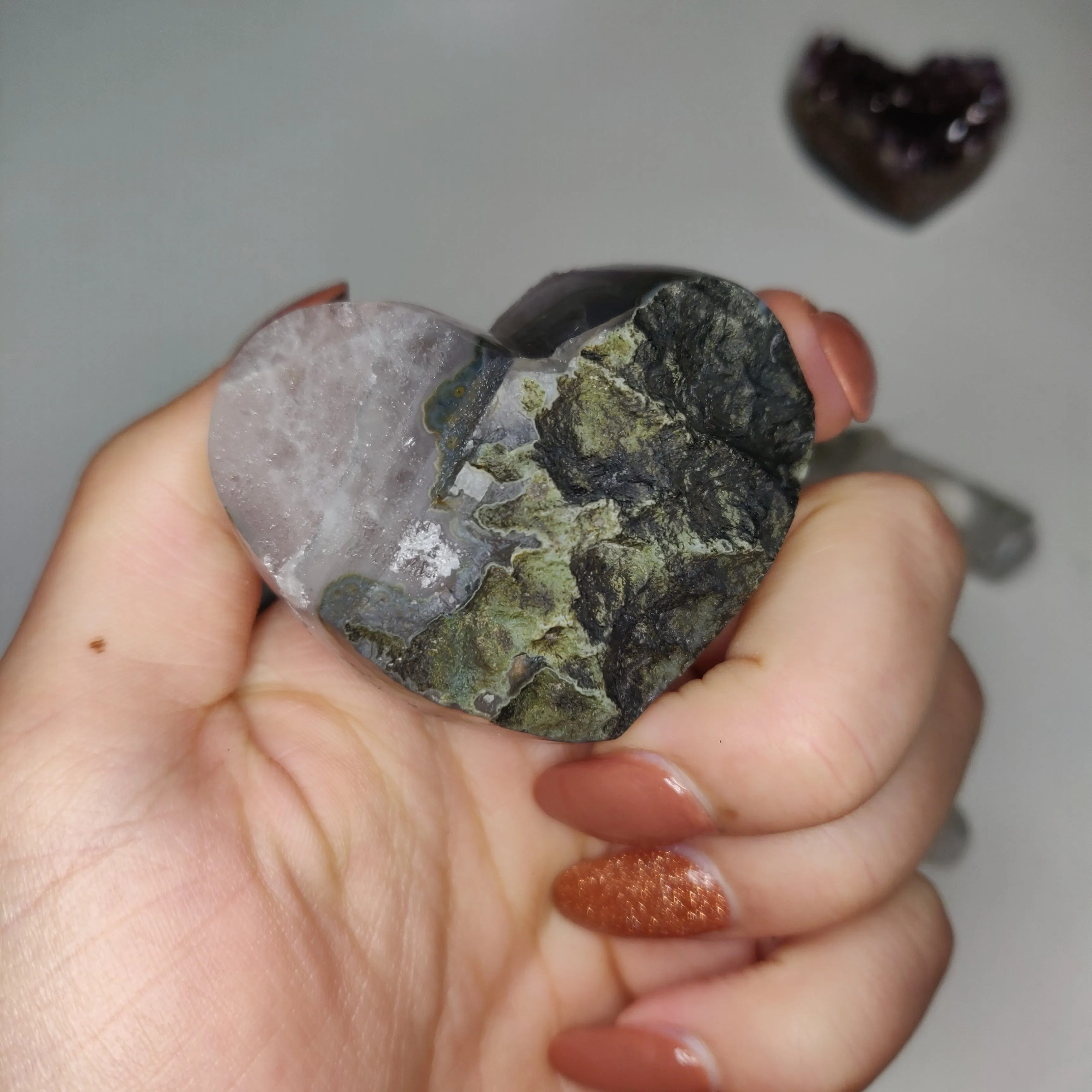 Pink Amethyst Geode Heart (#G10)