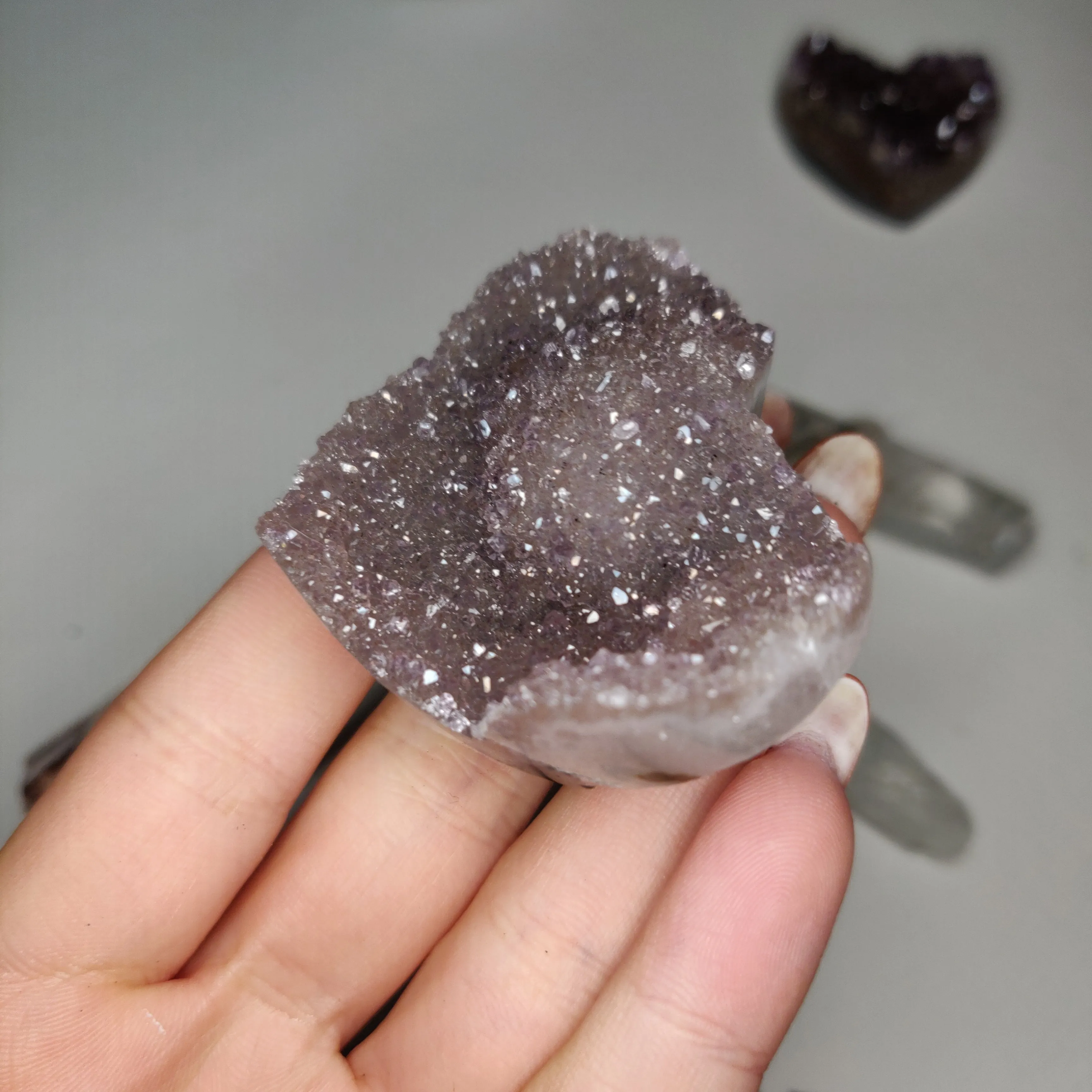 Pink Amethyst Geode Heart (#G10)