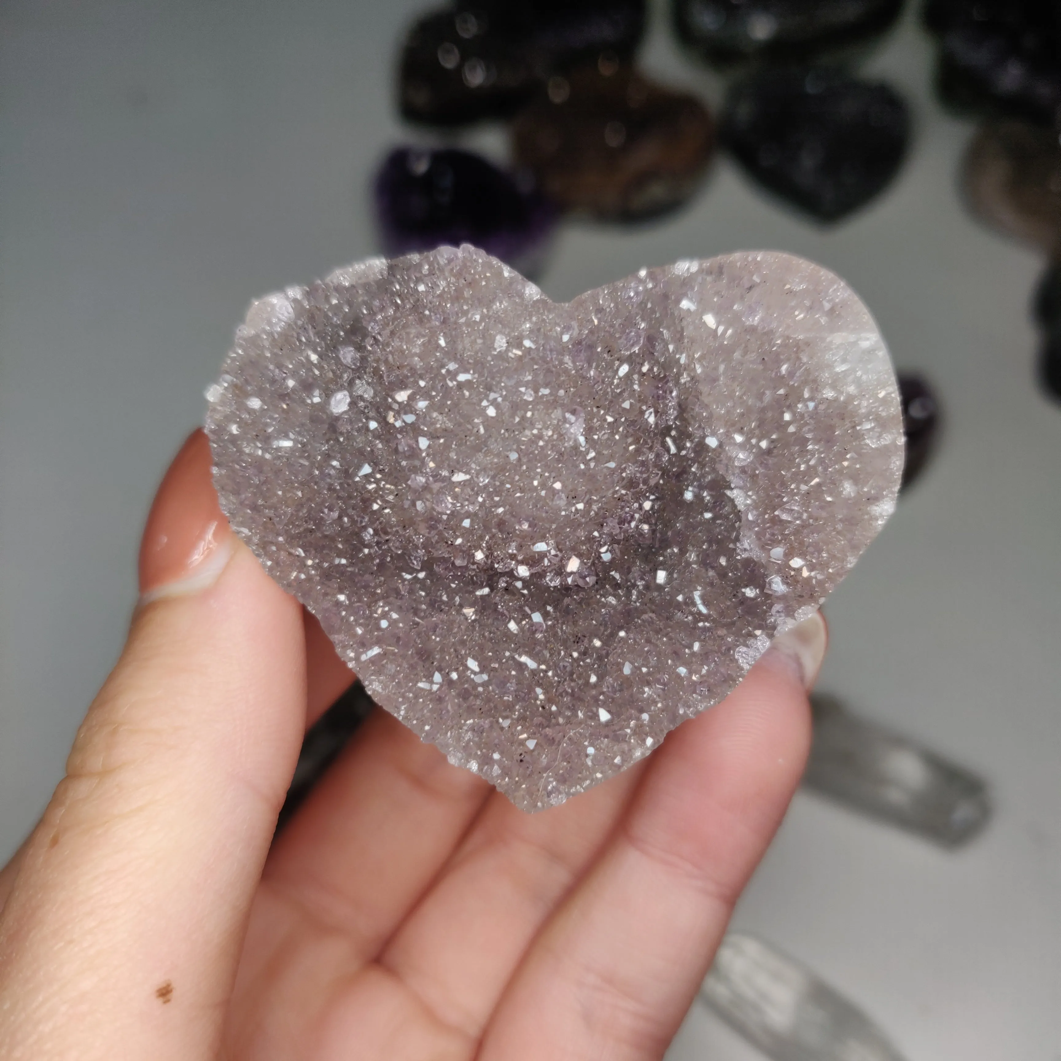 Pink Amethyst Geode Heart (#G10)