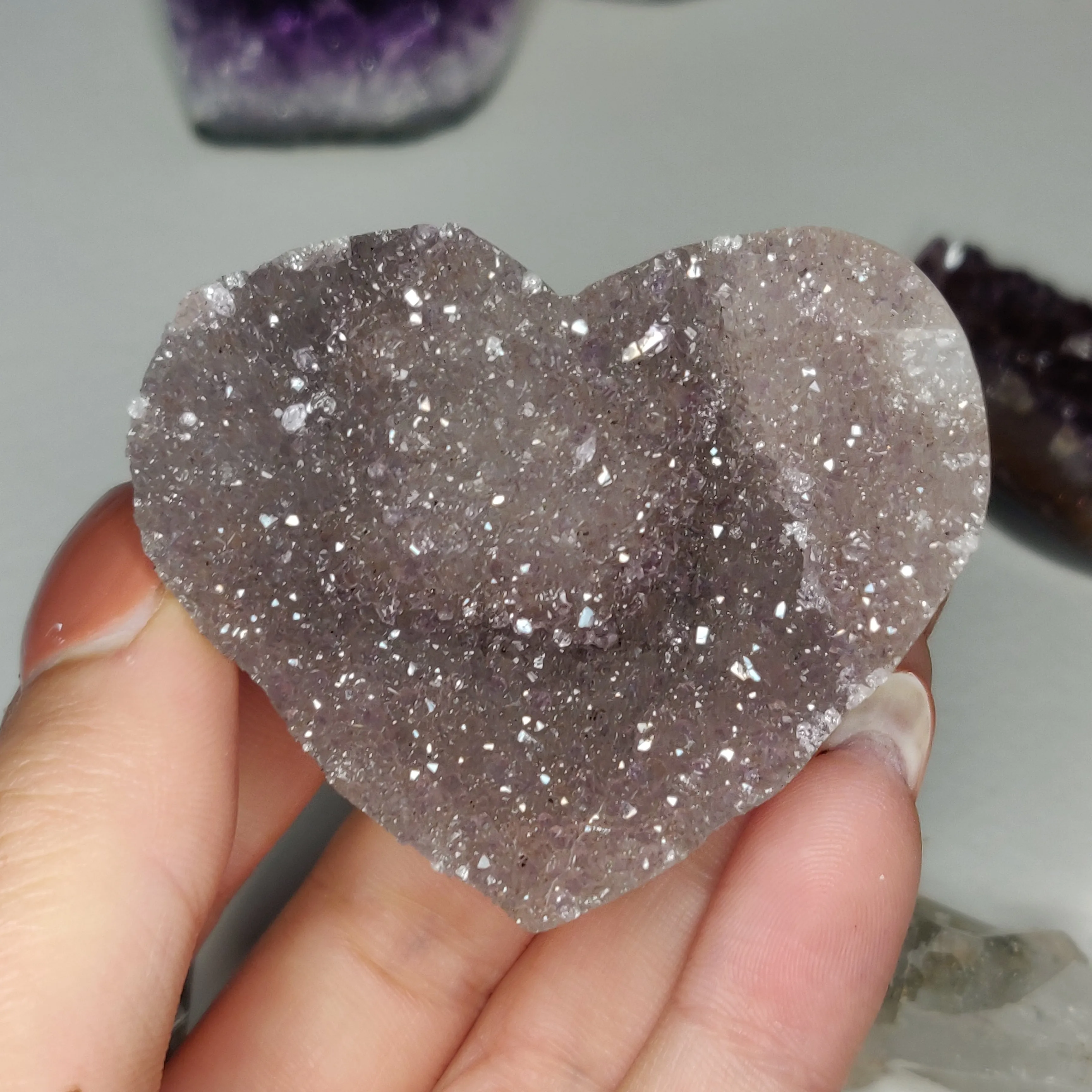 Pink Amethyst Geode Heart (#G10)