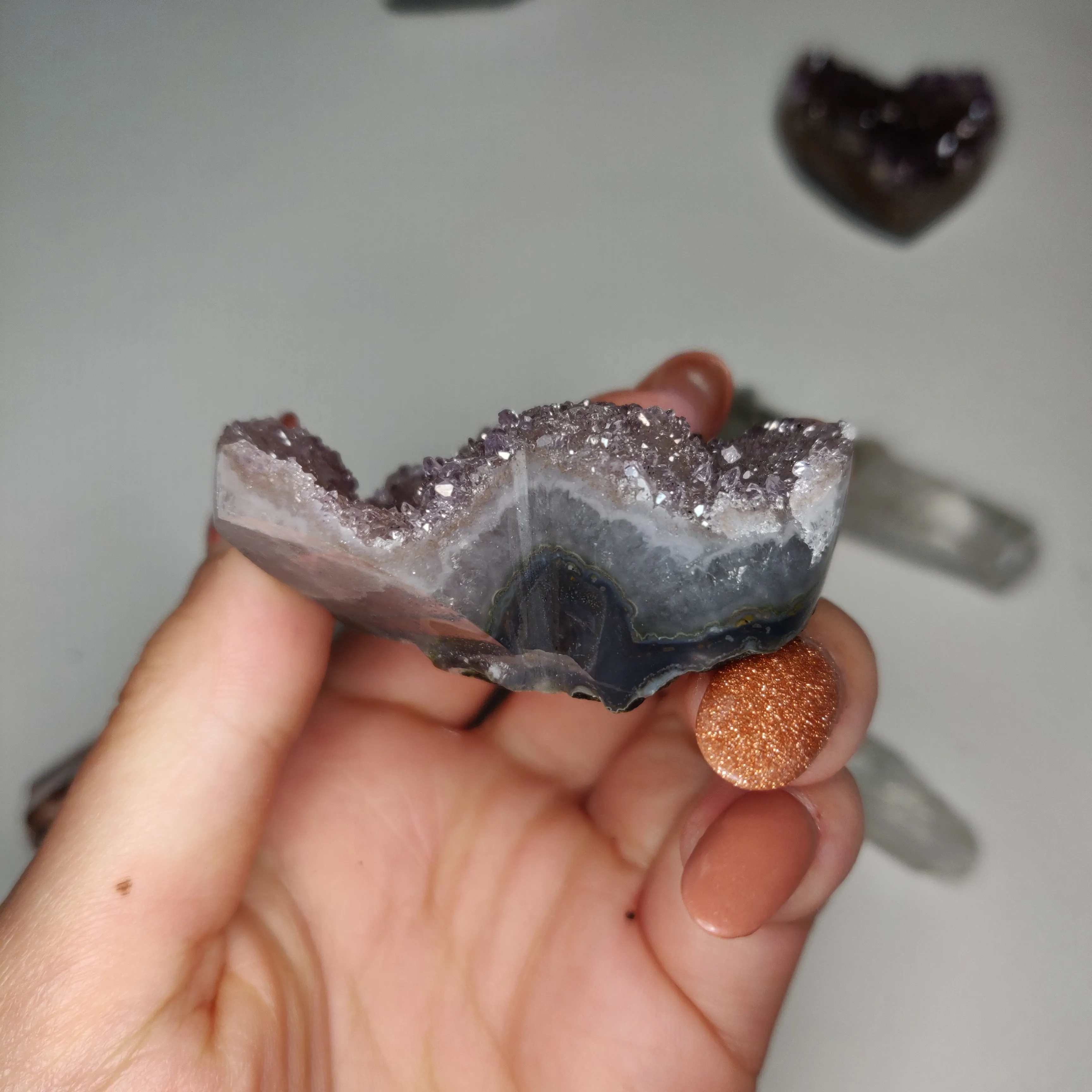 Pink Amethyst Geode Heart (#G10)