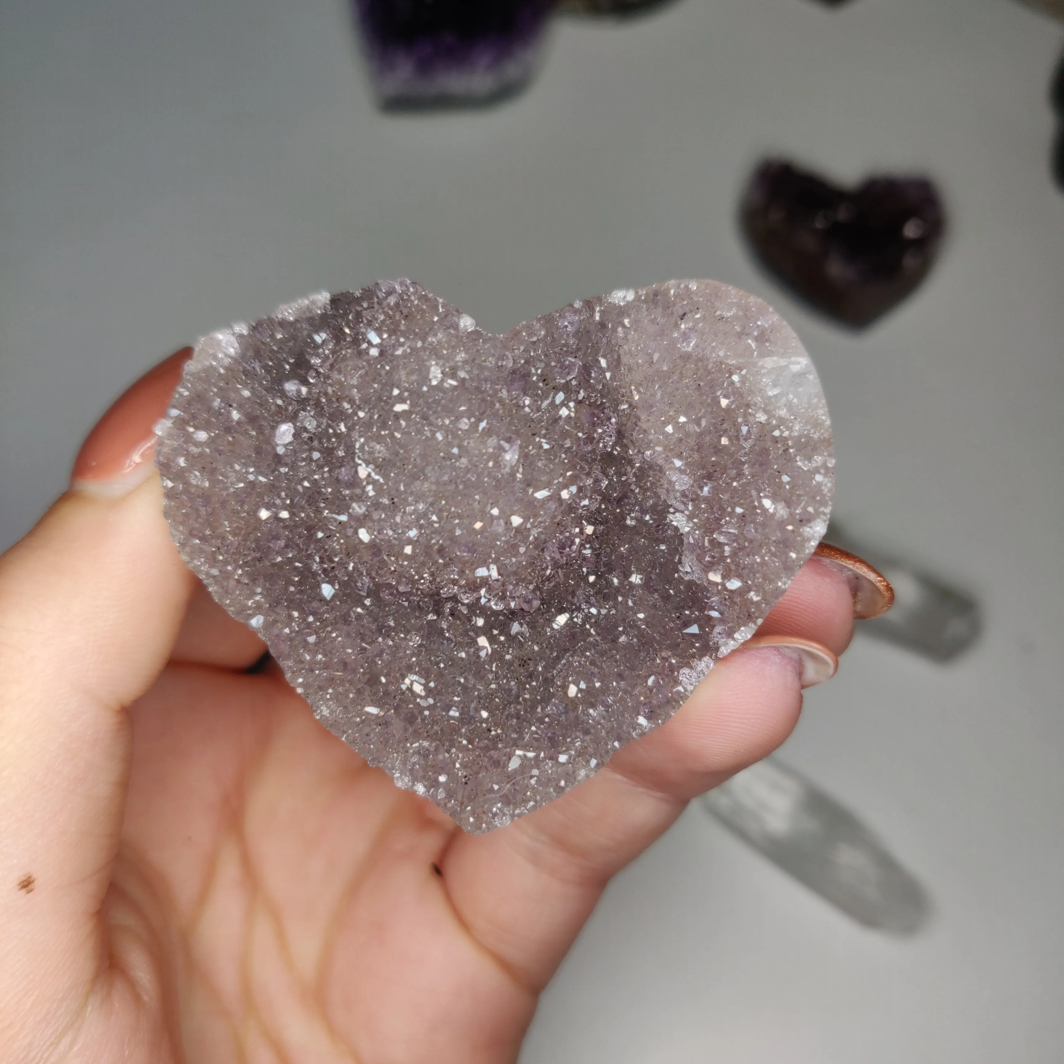 Pink Amethyst Geode Heart (#G10)