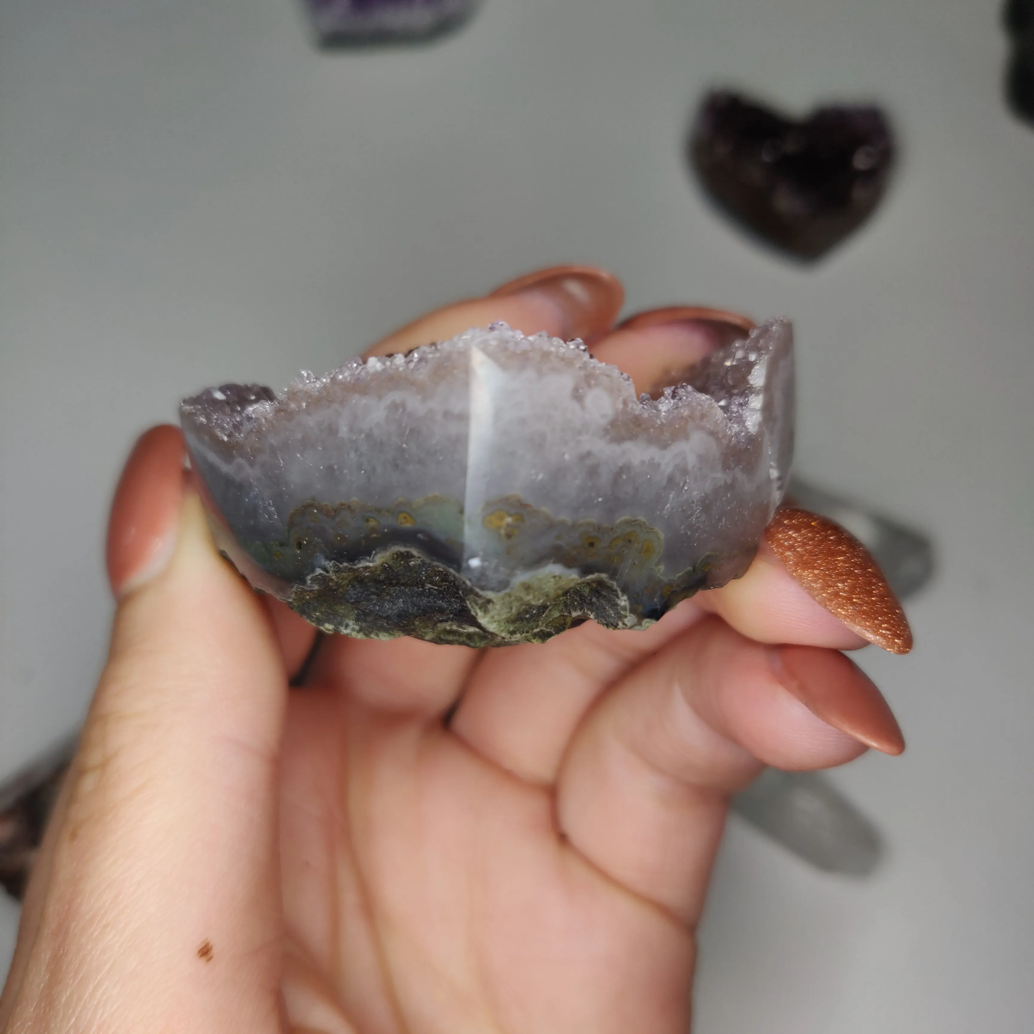 Pink Amethyst Geode Heart (#G10)