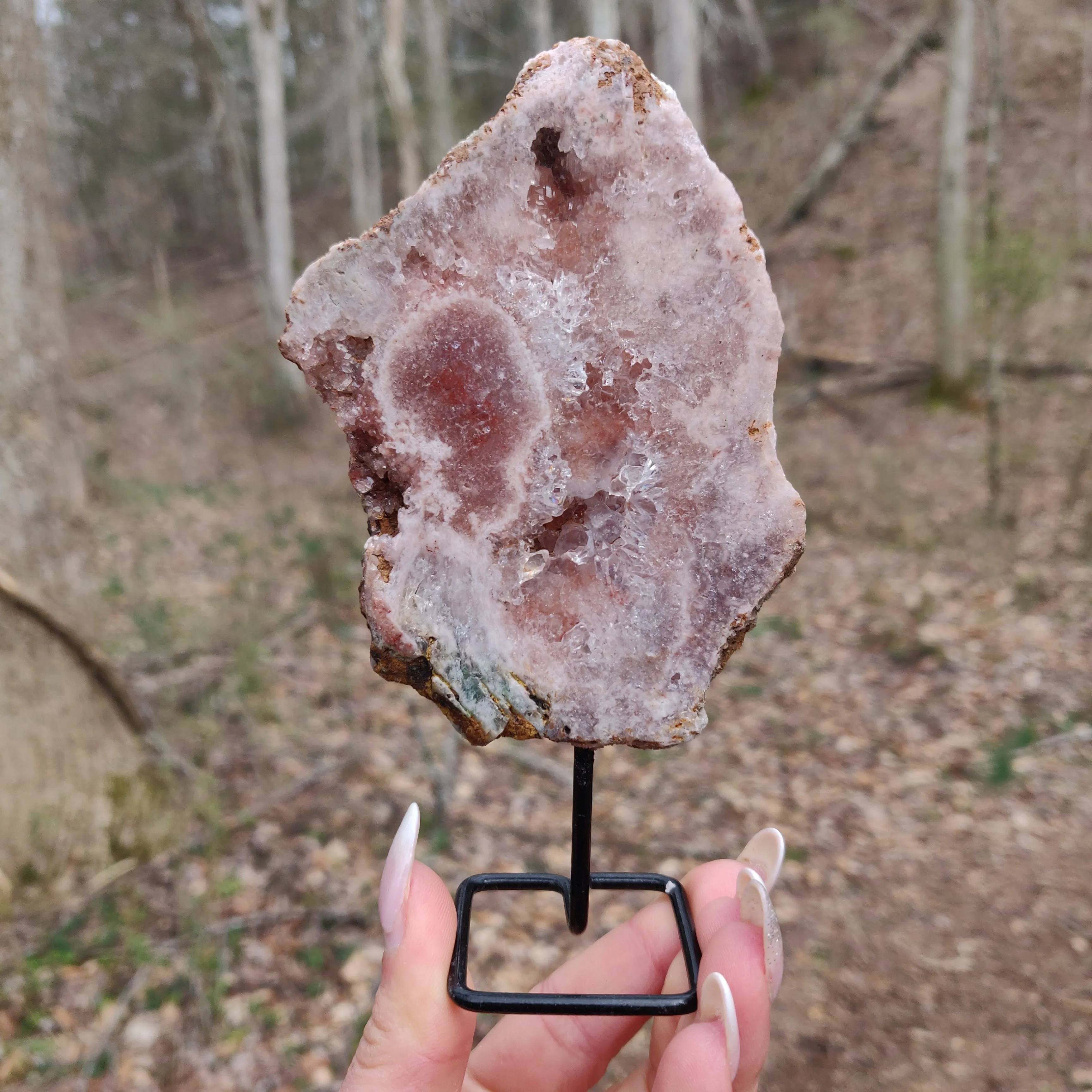 Pink Amethyst Slab on Metal Stand (#9)