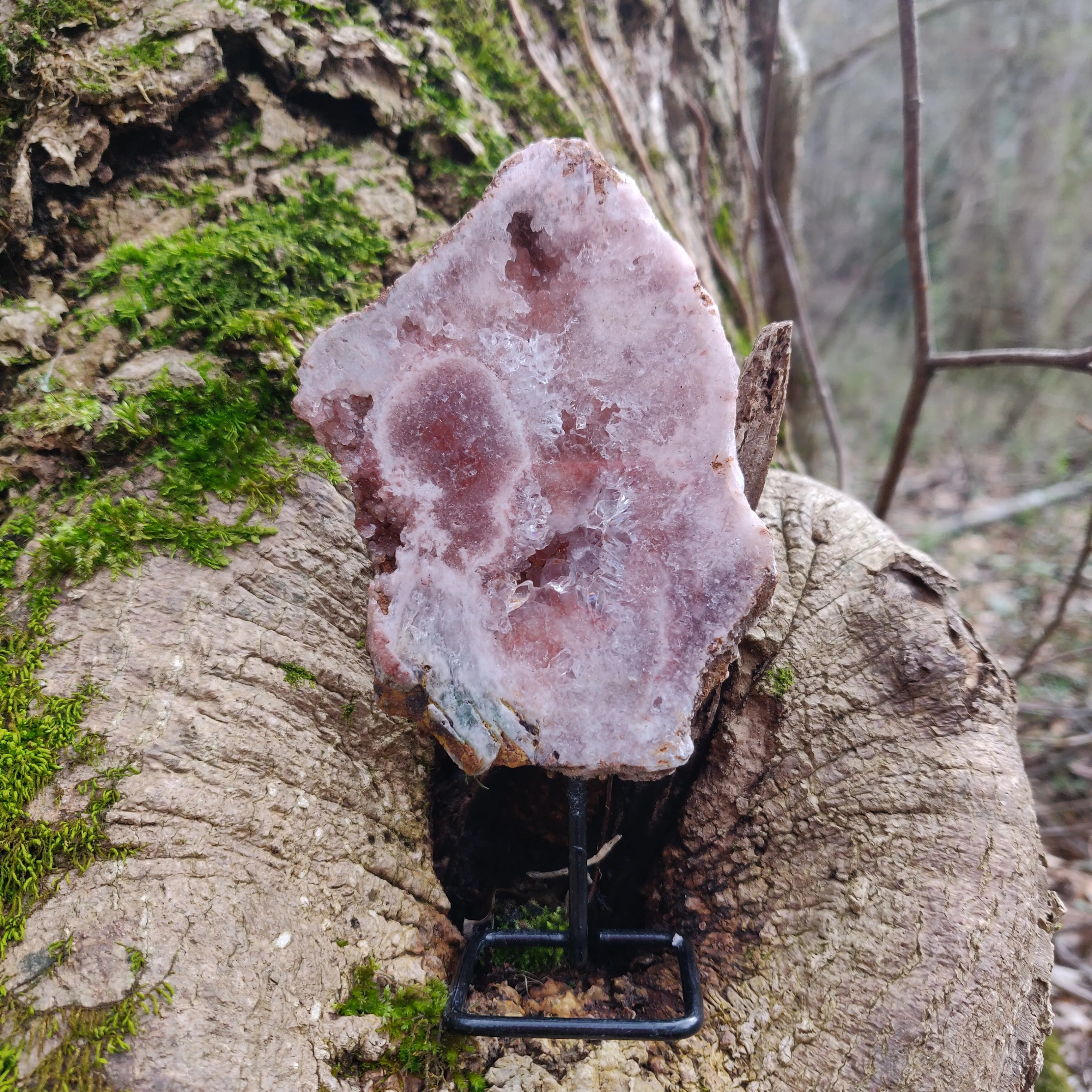 Pink Amethyst Slab on Metal Stand (#9)