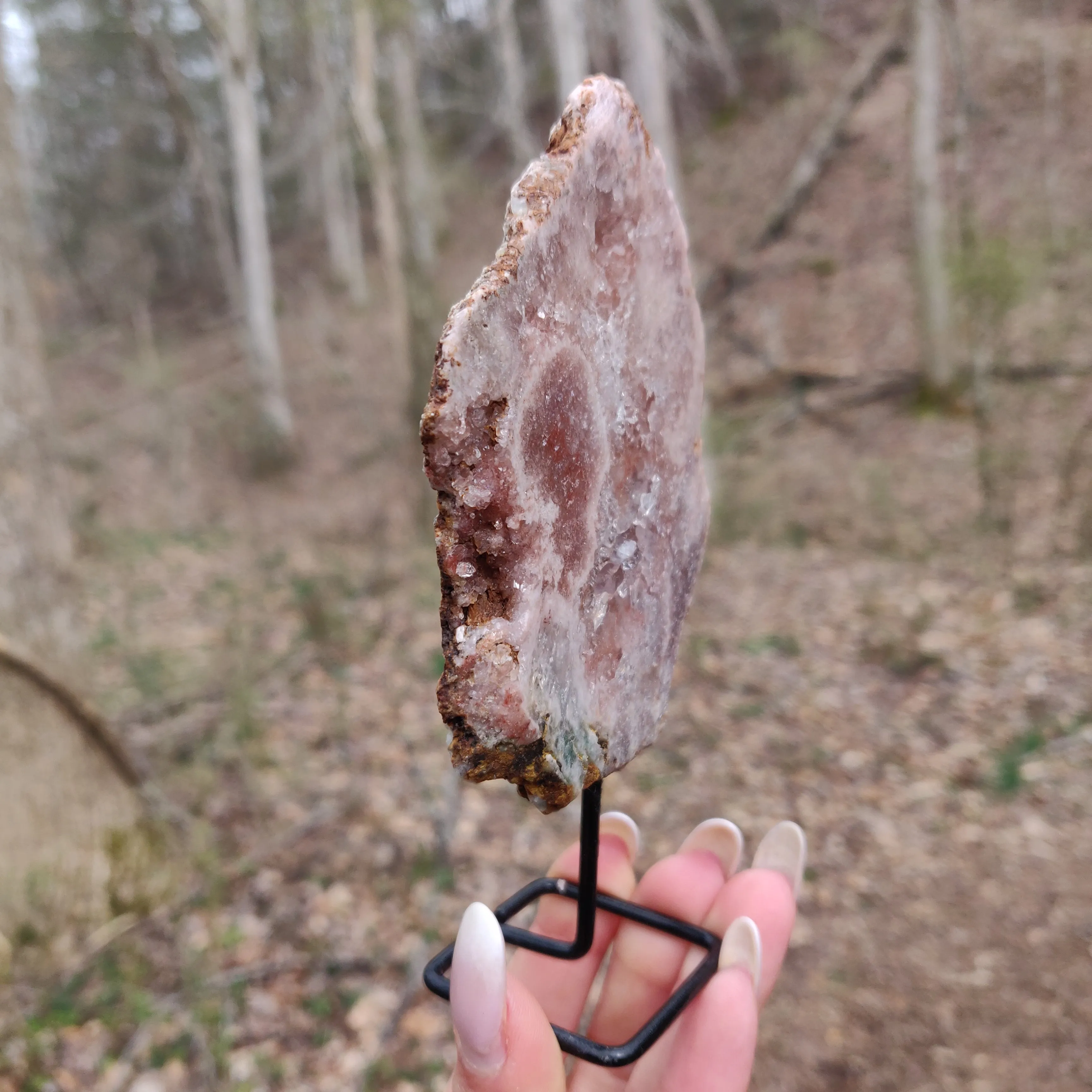 Pink Amethyst Slab on Metal Stand (#9)