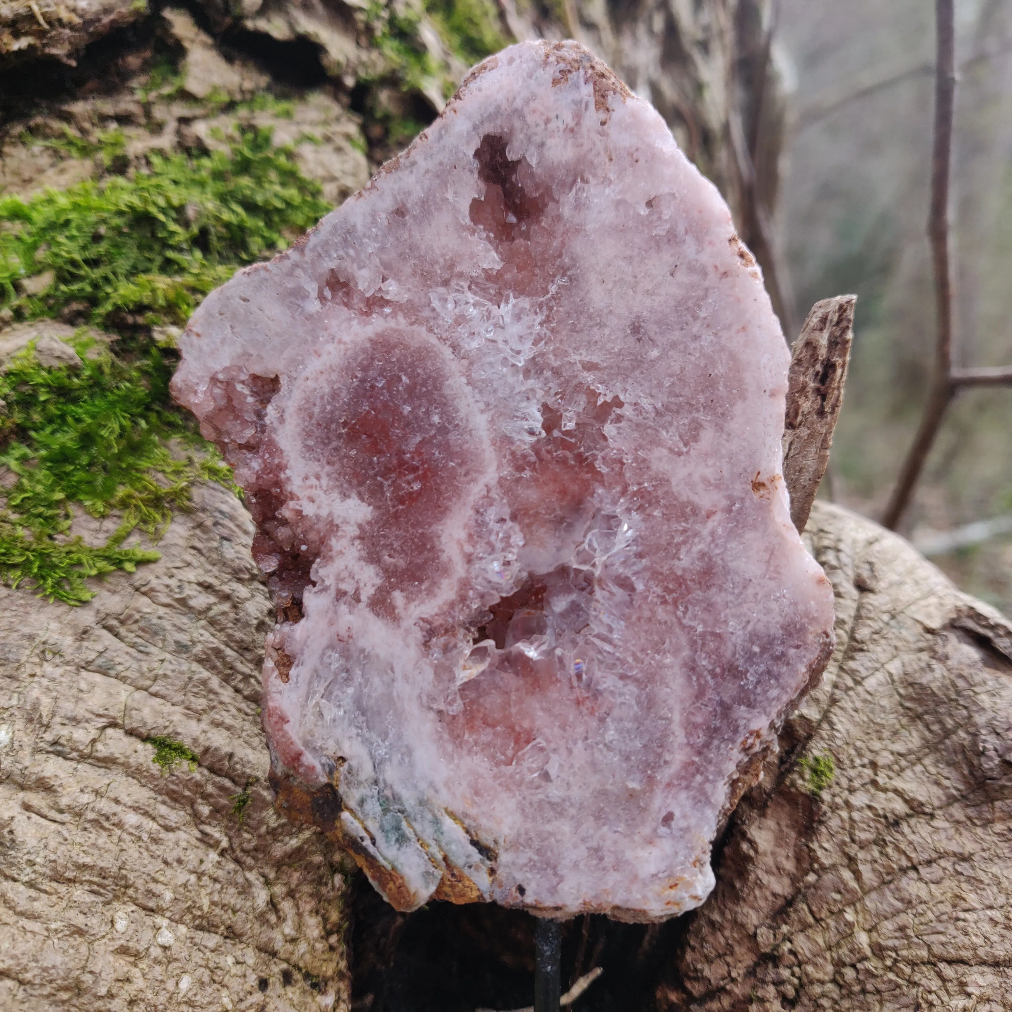 Pink Amethyst Slab on Metal Stand (#9)