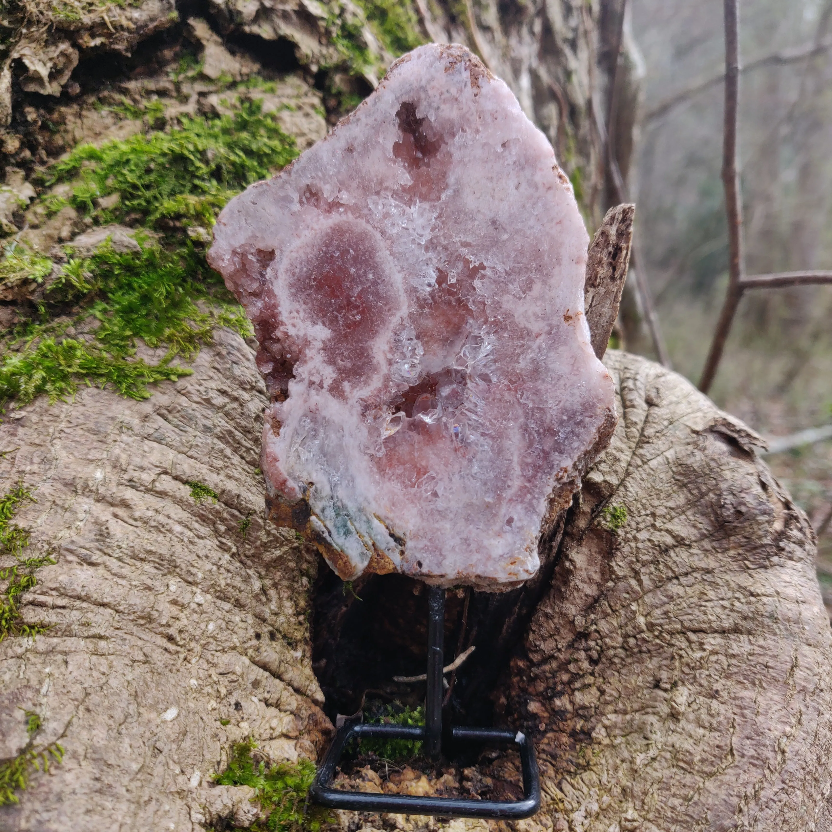 Pink Amethyst Slab on Metal Stand (#9)