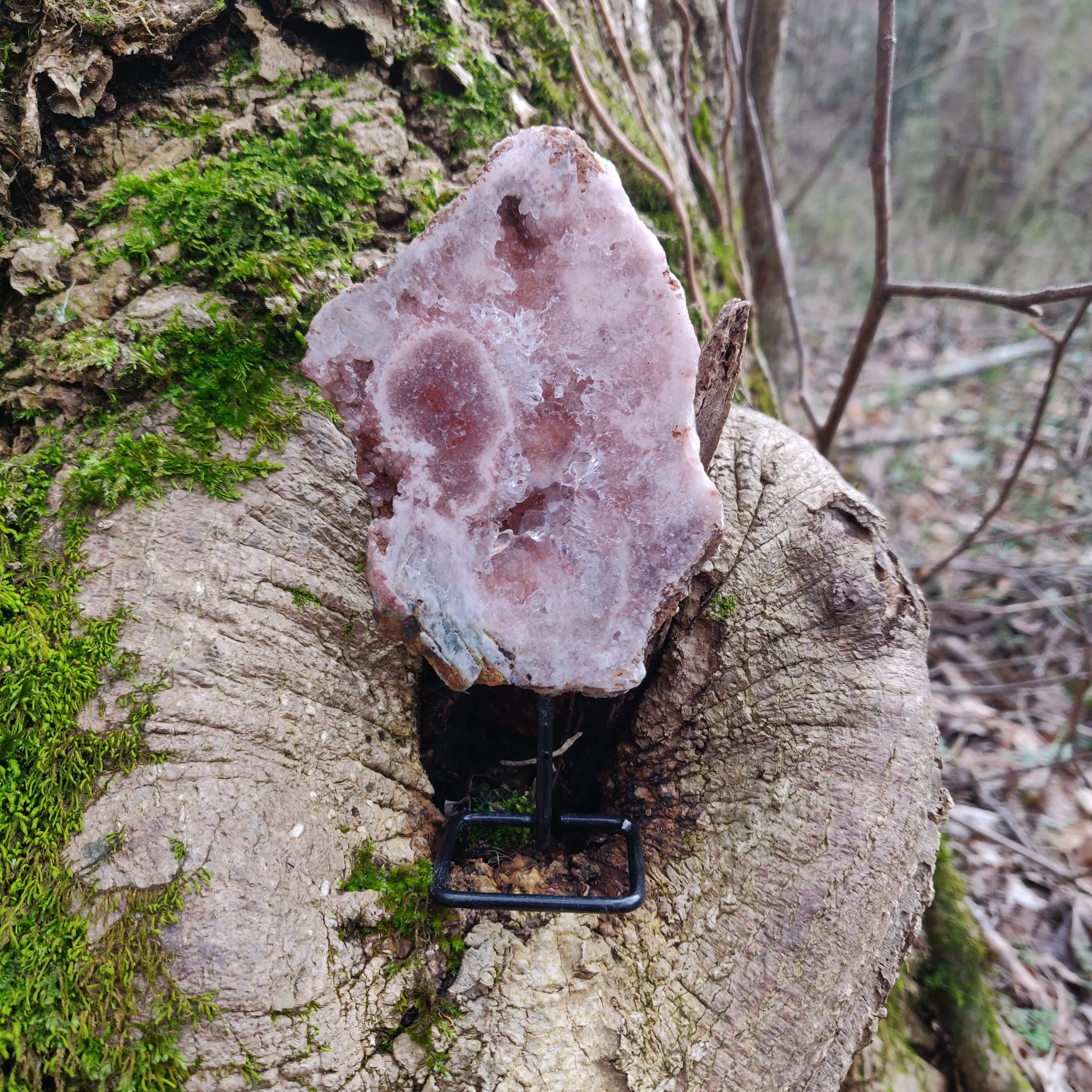 Pink Amethyst Slab on Metal Stand (#9)