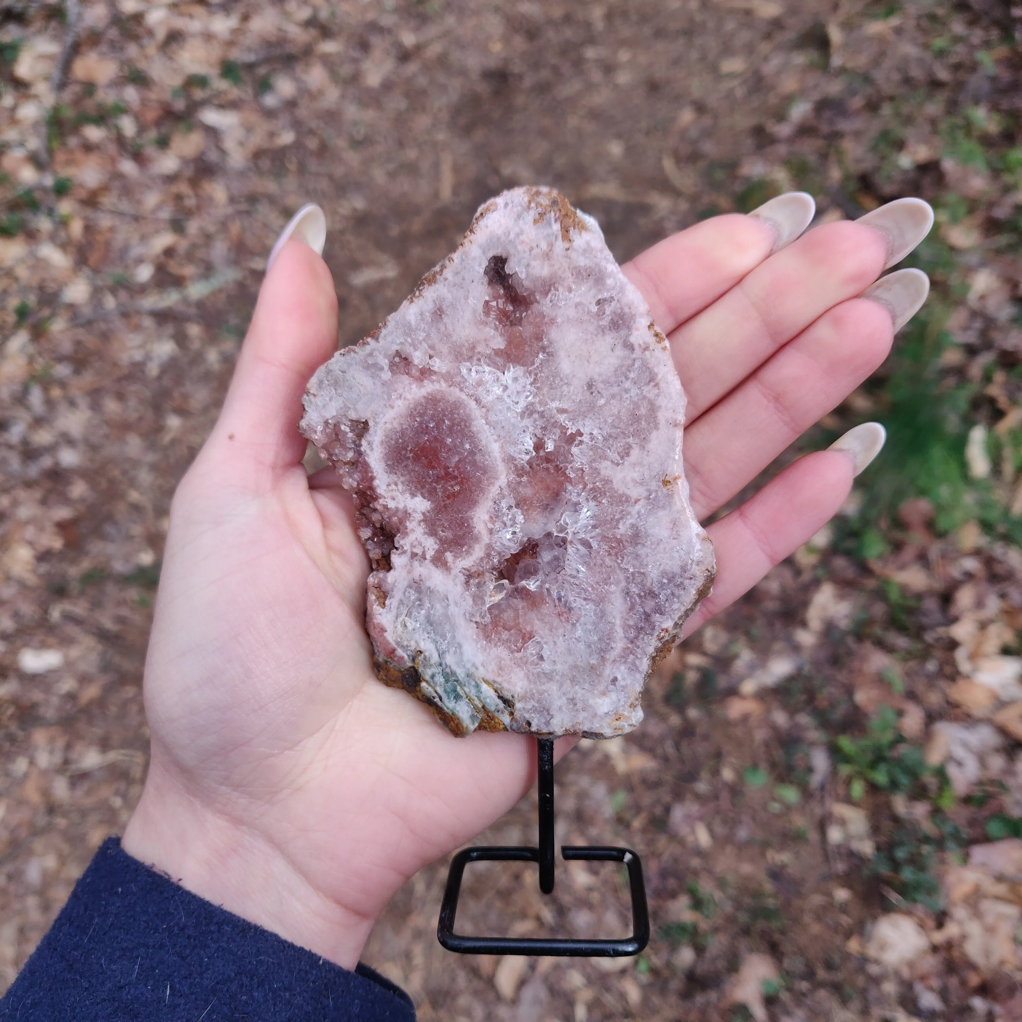 Pink Amethyst Slab on Metal Stand (#9)