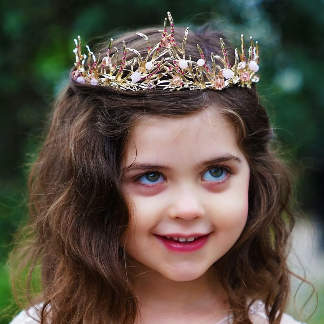 Pink Opal & Ruby Studded Gold Tiara